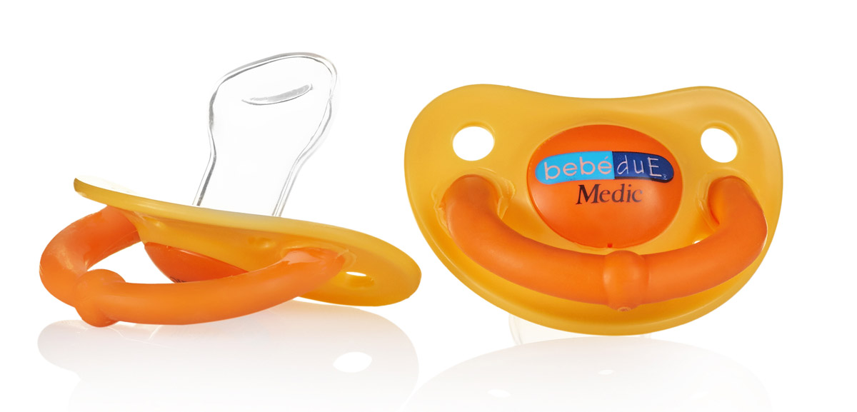Пустышка силиконовая ортодонтическая Bebe Due MEDIC, 2 шт. 6+ желтый-оранжевый