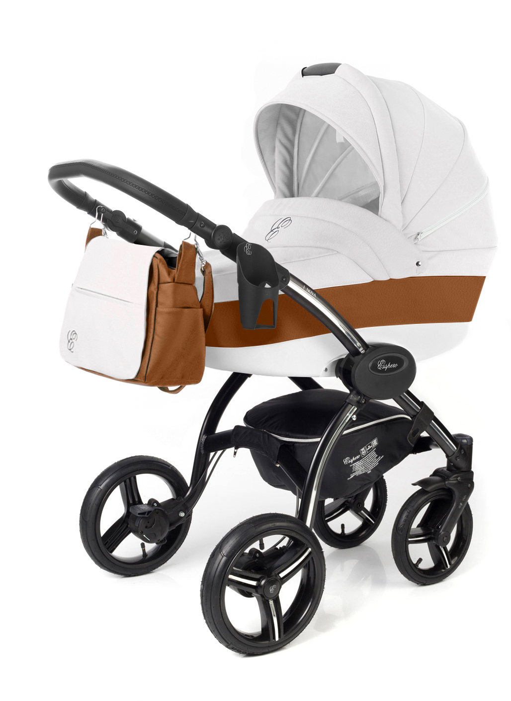 Коляска для новорожденных Esspero Grand I-Nova (шасси Black) Orange leatherette