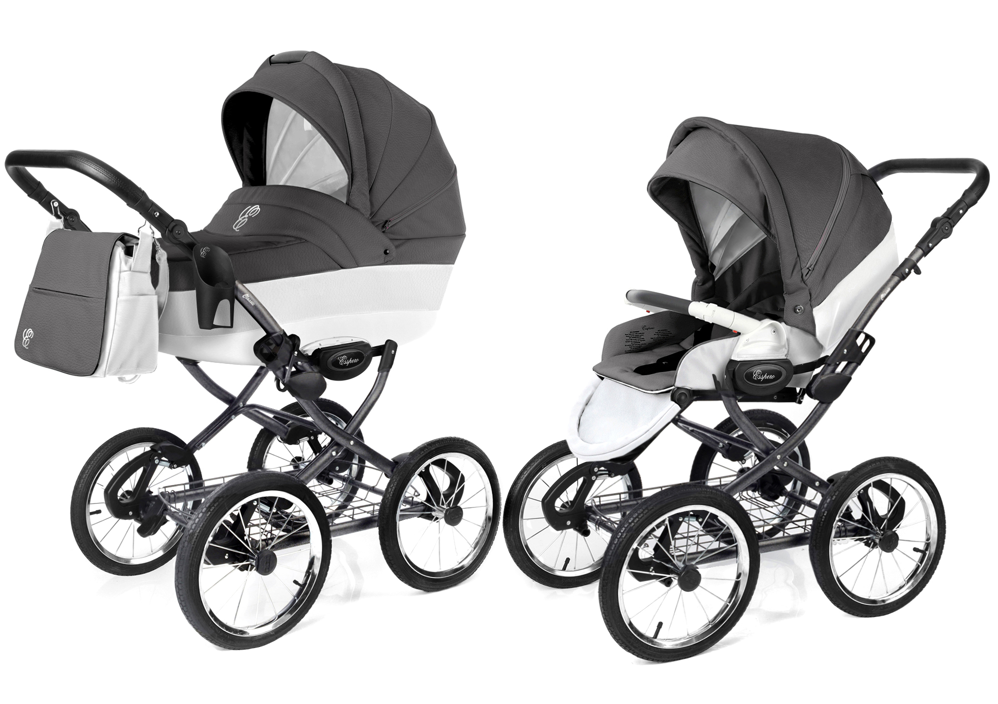 Коляска 2 в 1 Esspero Classic Alu (шасси Grey) Graphite leatherette