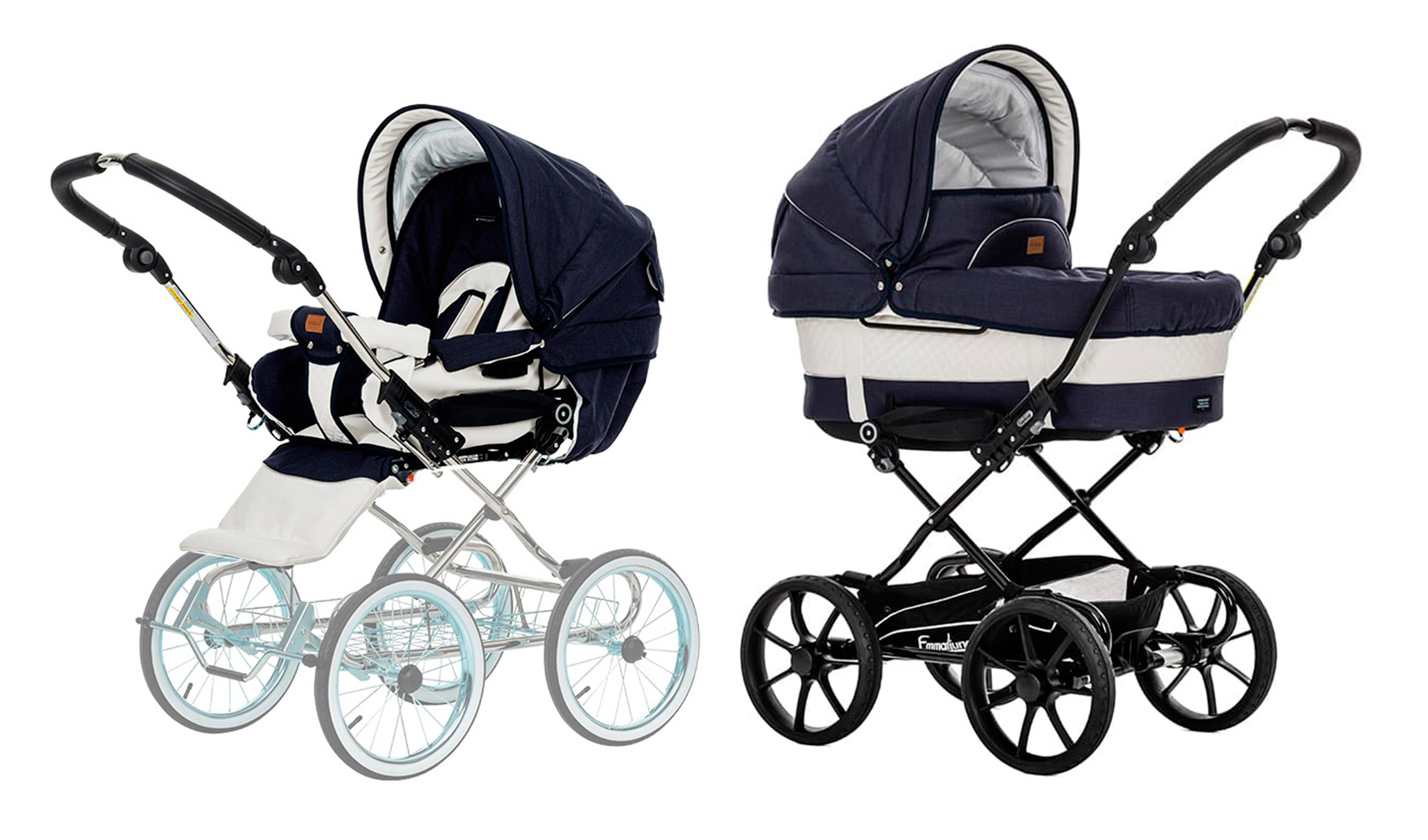 Коляска 2 в 1 Emmaljunga Mondial De Luxe (шасси City Black) Navy