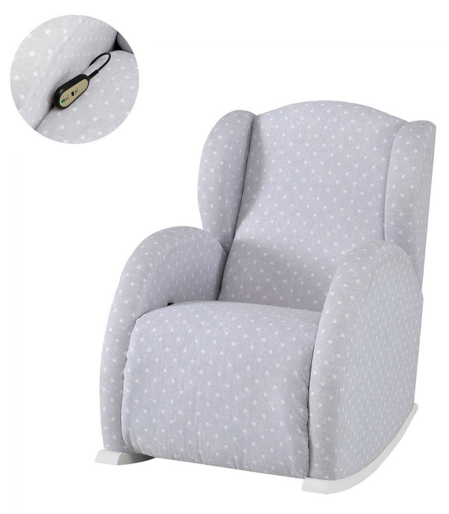 Кресло-качалка с Relax-системой Micuna Wing/Flor White/Galaxy Grey
