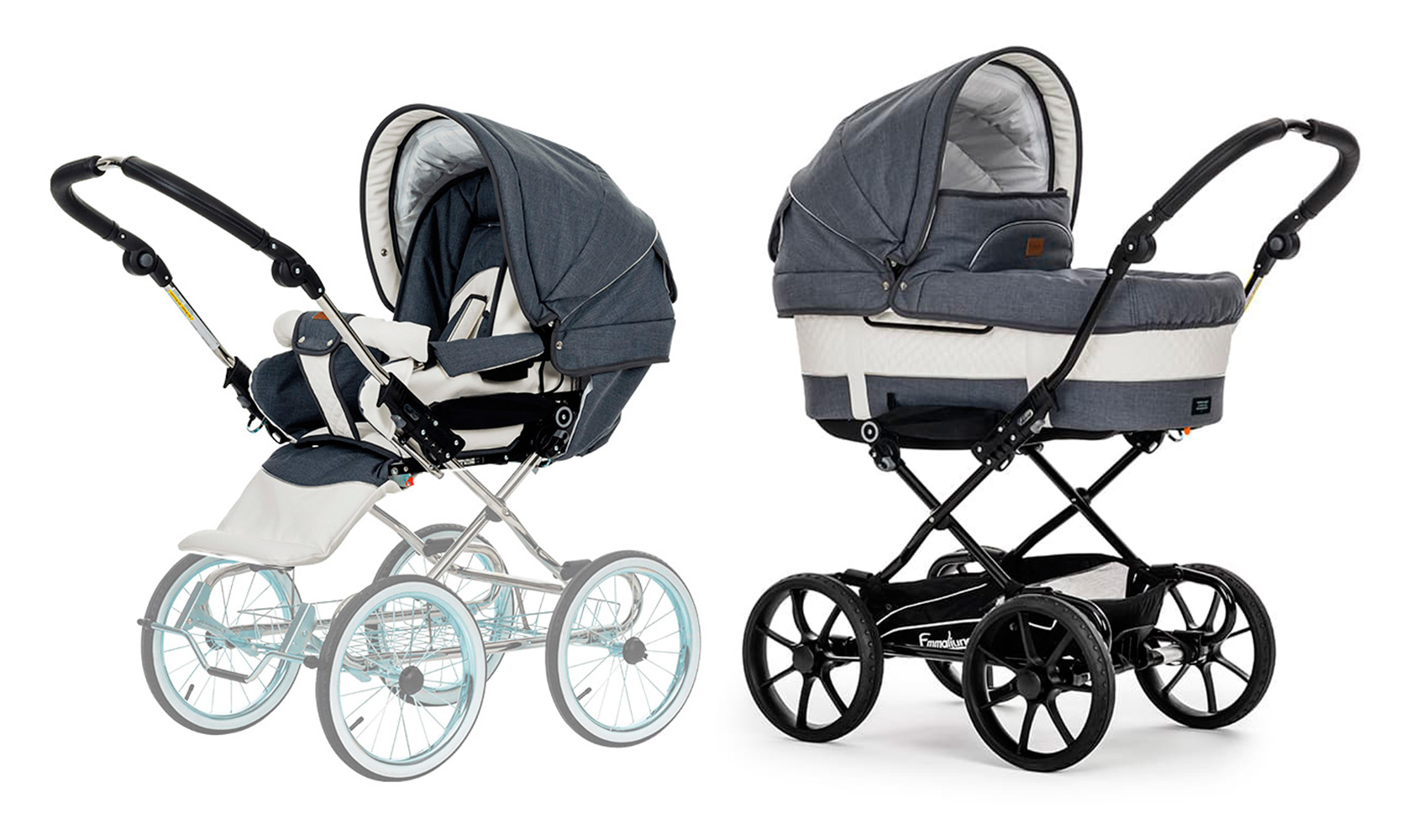 Коляска 2 в 1 Emmaljunga Mondial De Luxe (шасси City Black) Grey