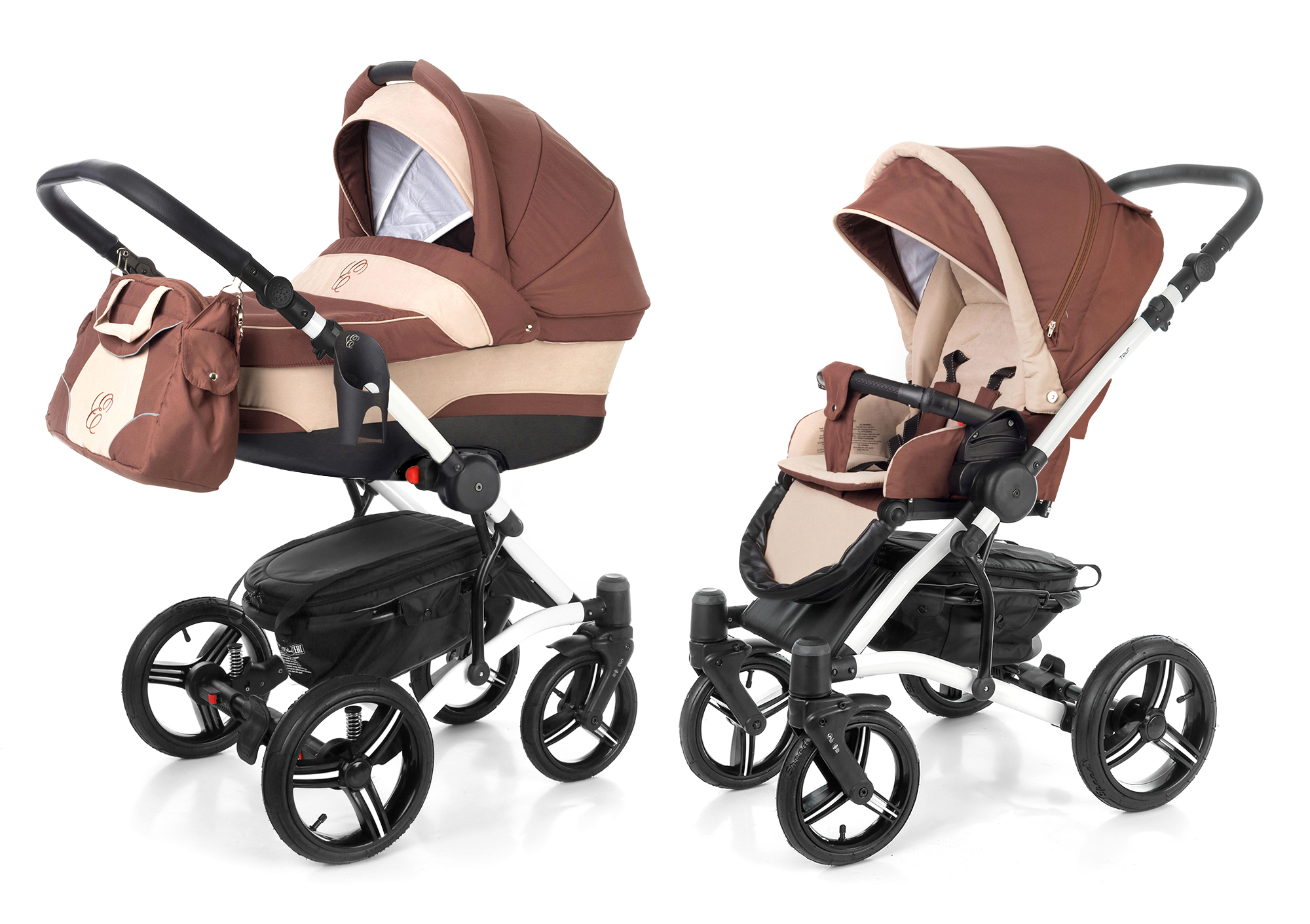 Коляска 2 в 1 Esspero Tour (шасси White) Brown Beige