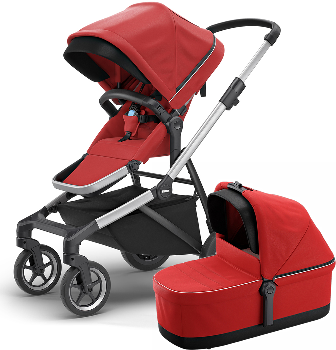 Коляска 2 в 1 Thule Sleek + Bassin Energy Red