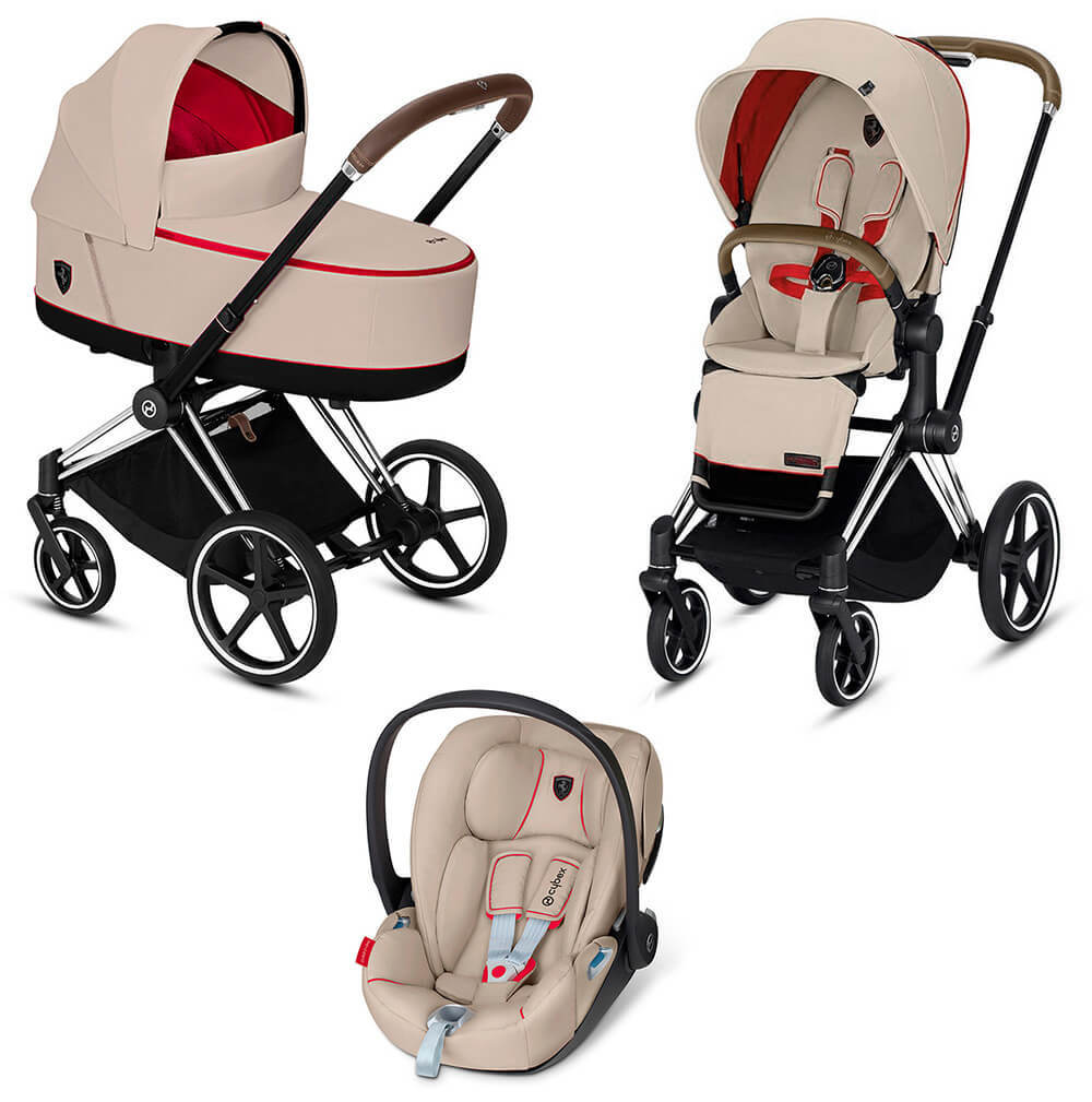 Коляска 3 в 1 Cybex Priam III Ferrari (Cloud Z i-Size) Silver Grey (Chrome)