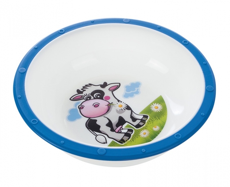 Миска пластиковая Canpol Little cow арт. 4/416, 4+ мес., коровка синий