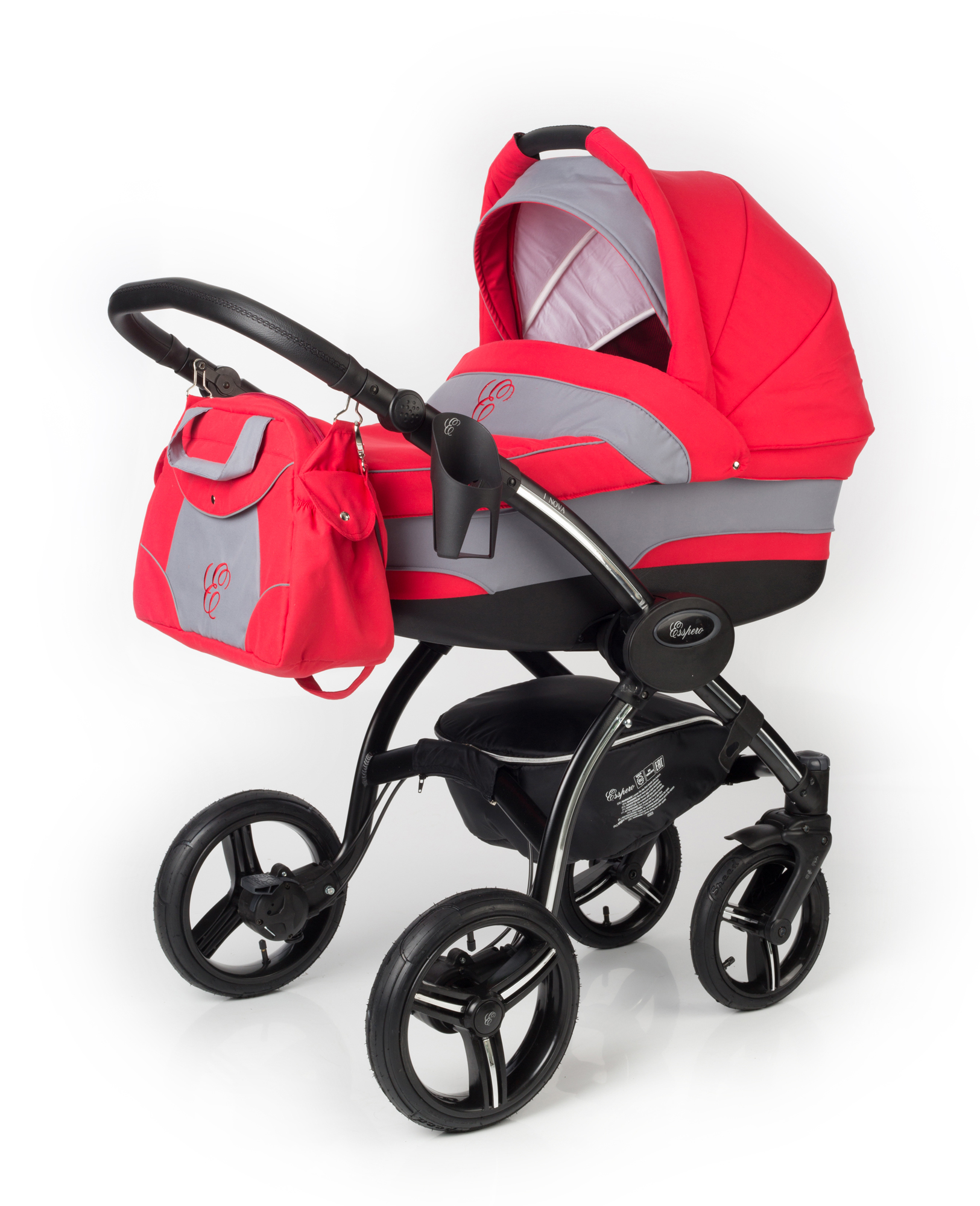Коляска для новорожденных Esspero I-Nova (шасси Black) Red Grey