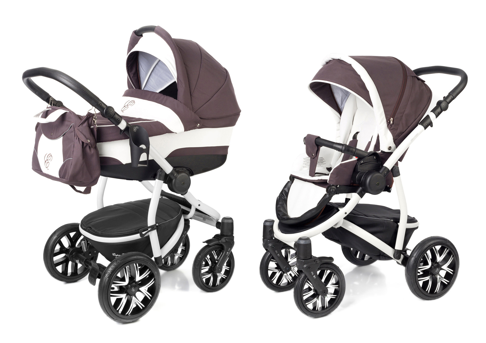 Коляска 2 в 1 Esspero Discovery (шасси White) Brown Lux