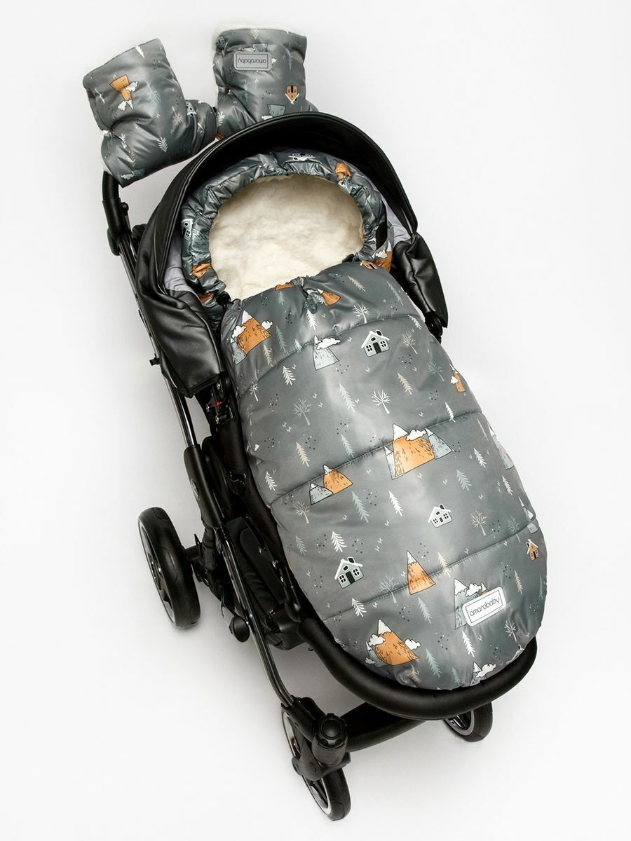 Конверт в коляску AMAROBABY Snowy Travel Горы, серый, 105 см