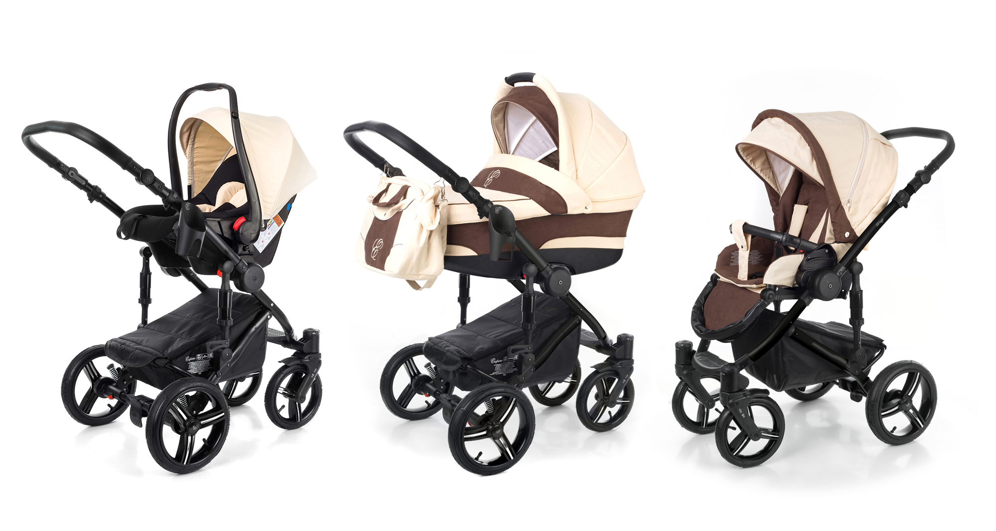 Коляска 3 в 1 Esspero Magic (шасси Black) Beige Brown