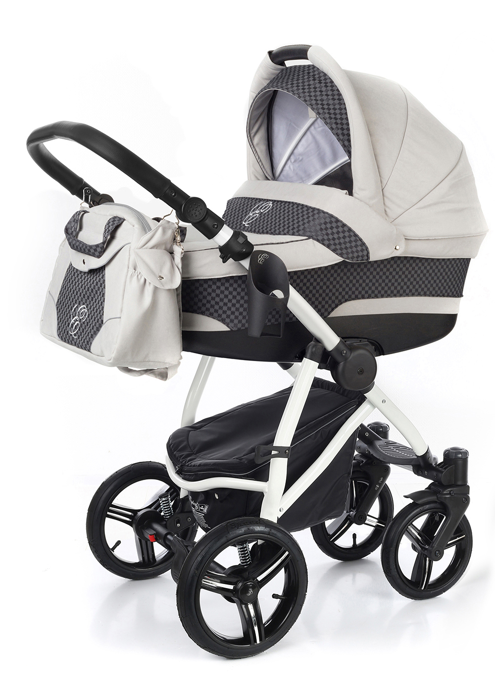 Коляска для новорожденных Esspero Newborn Lux (шасси White) Grey Carbon
