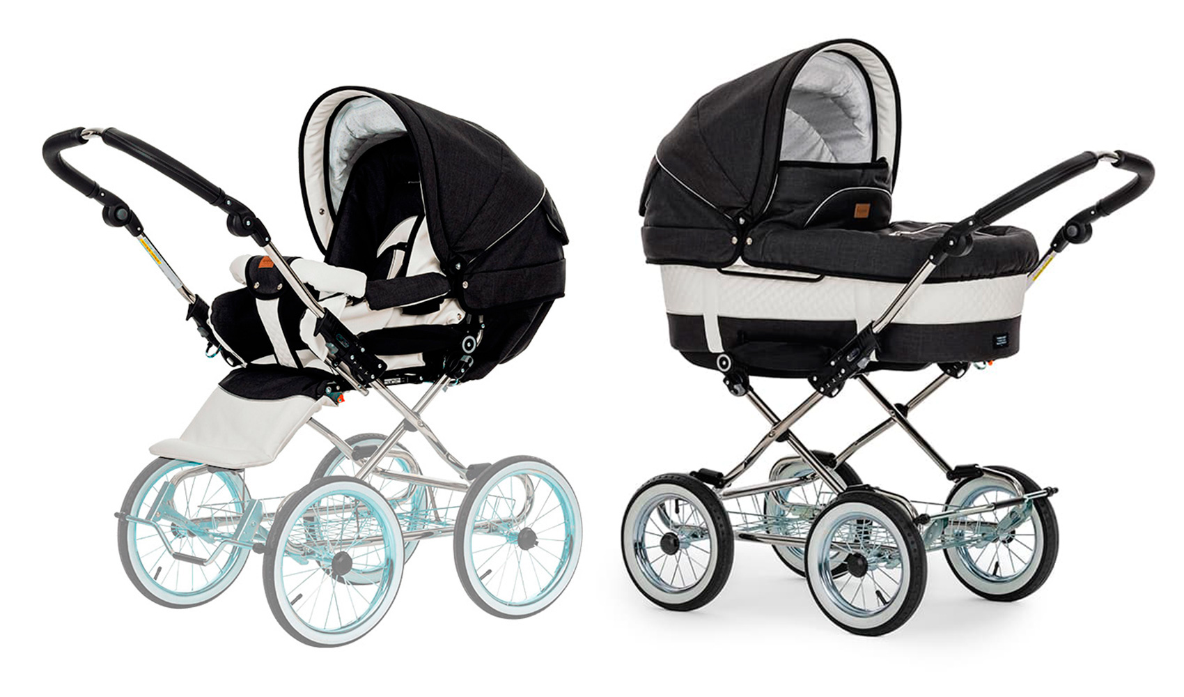 Коляска 2 в 1 Emmaljunga Mondial De Luxe (шасси Classic Chrome) Black