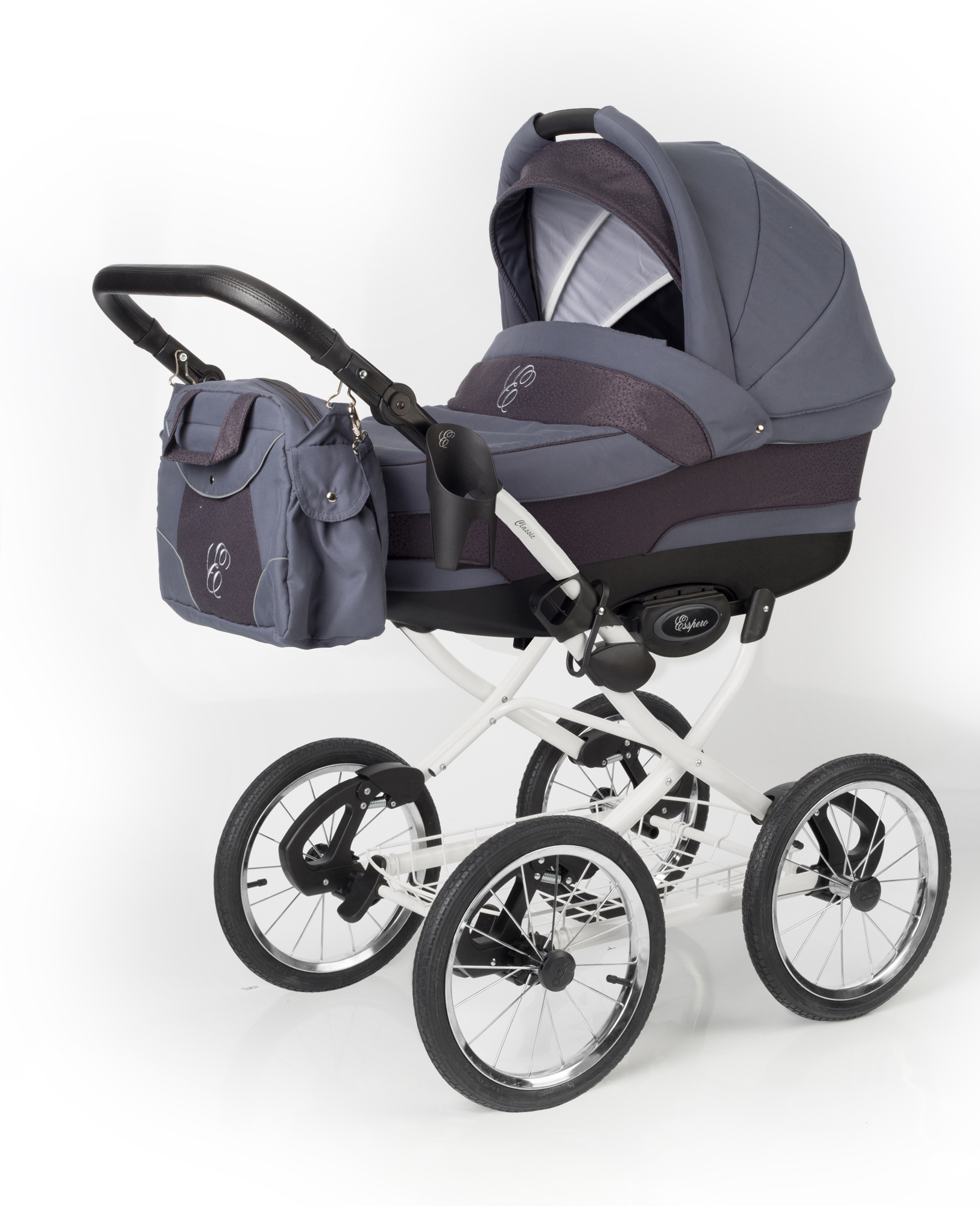 Коляска для новорожденных Esspero Classic (шасси White) Dark Grey