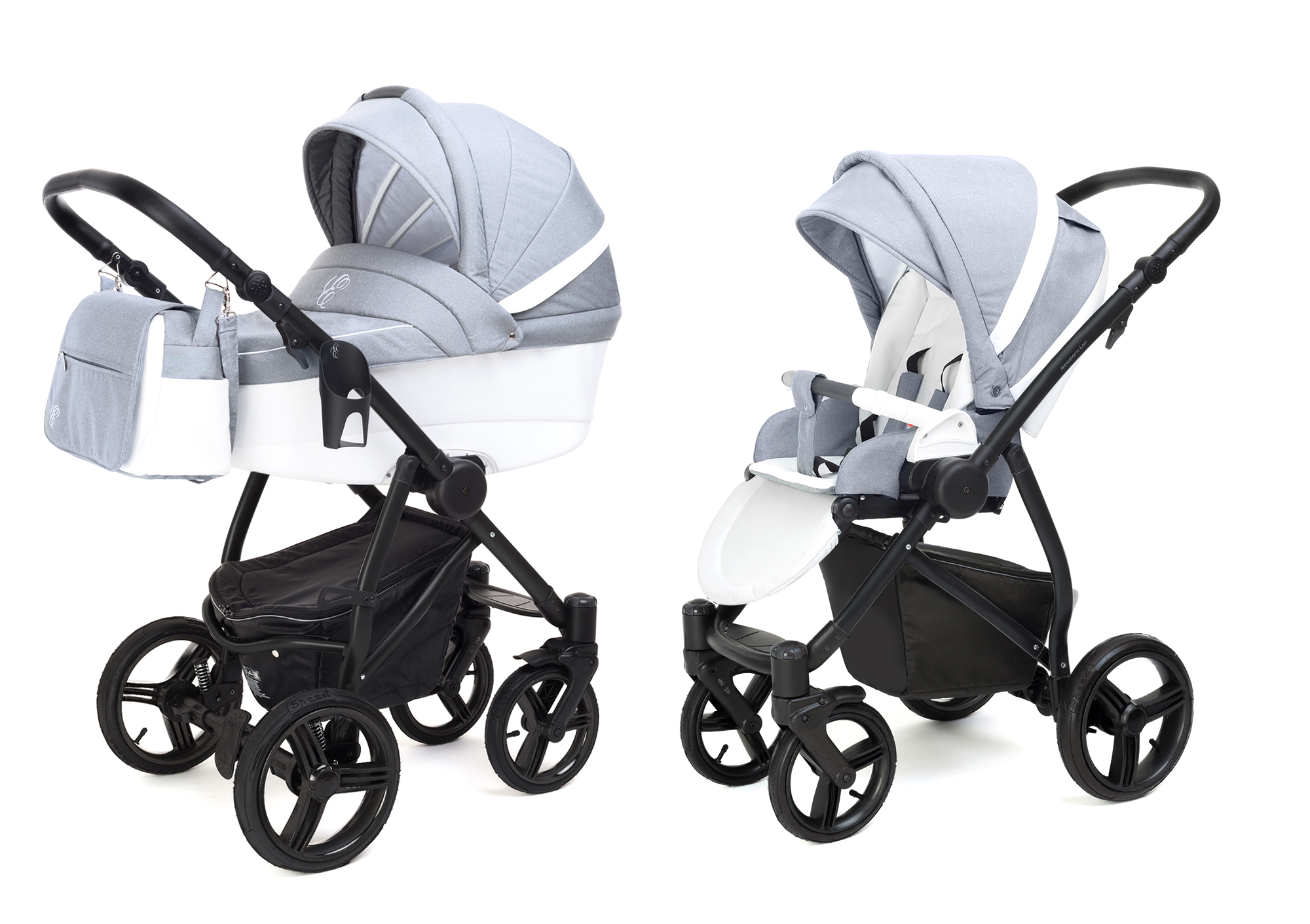 Коляска 2 в 1 Esspero Grand Newborn Lux (шасси Black) Jeans Grey