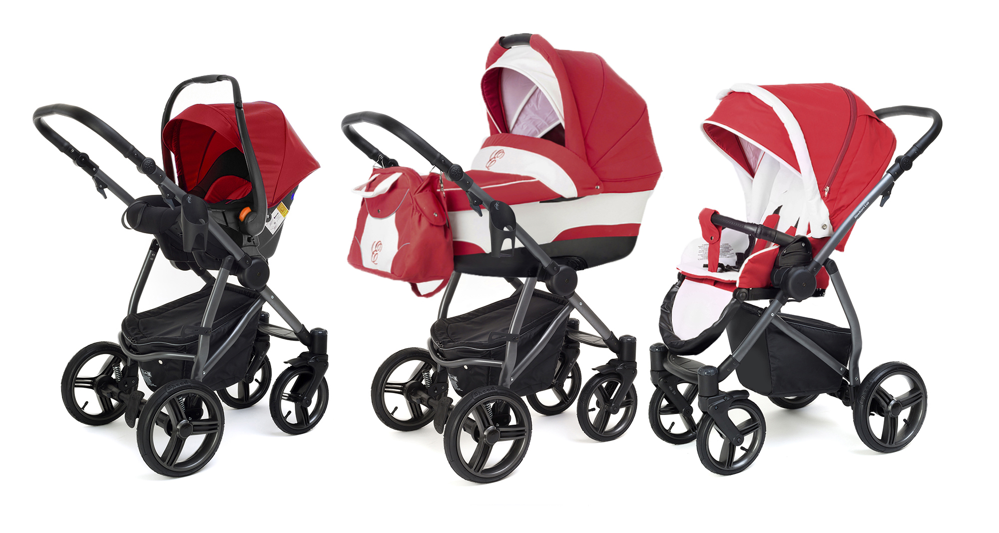 Коляска 3 в 1 Esspero Newborn Lux (шасси Graphite) Red Lux