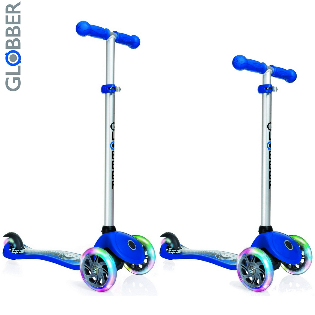 Самокат GLOBBER PRIMO Fantasy с 3 светящимися колесами RACING Navy Blue