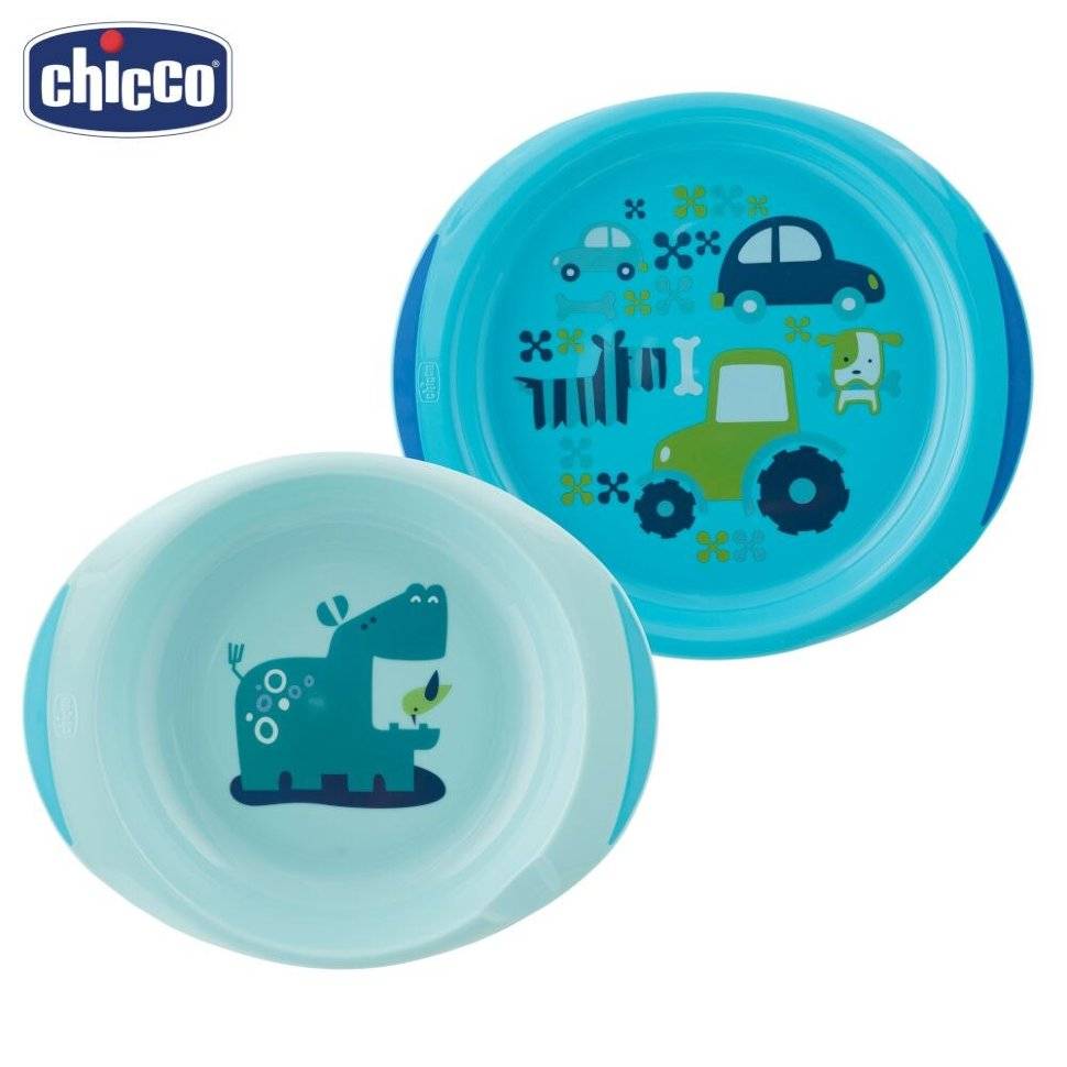 Набор тарелок Chicco 00016002100000, 12 мес.+, 2 шт. голубой