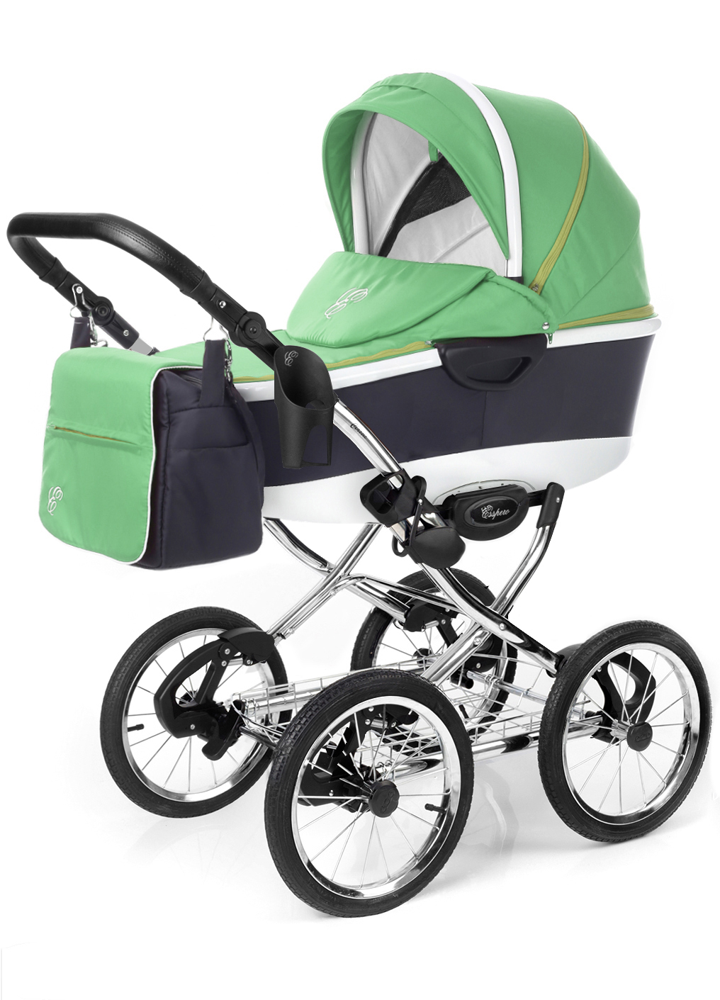 Коляска для новорожденных Esspero Classic Alu (шасси Chrome) Green