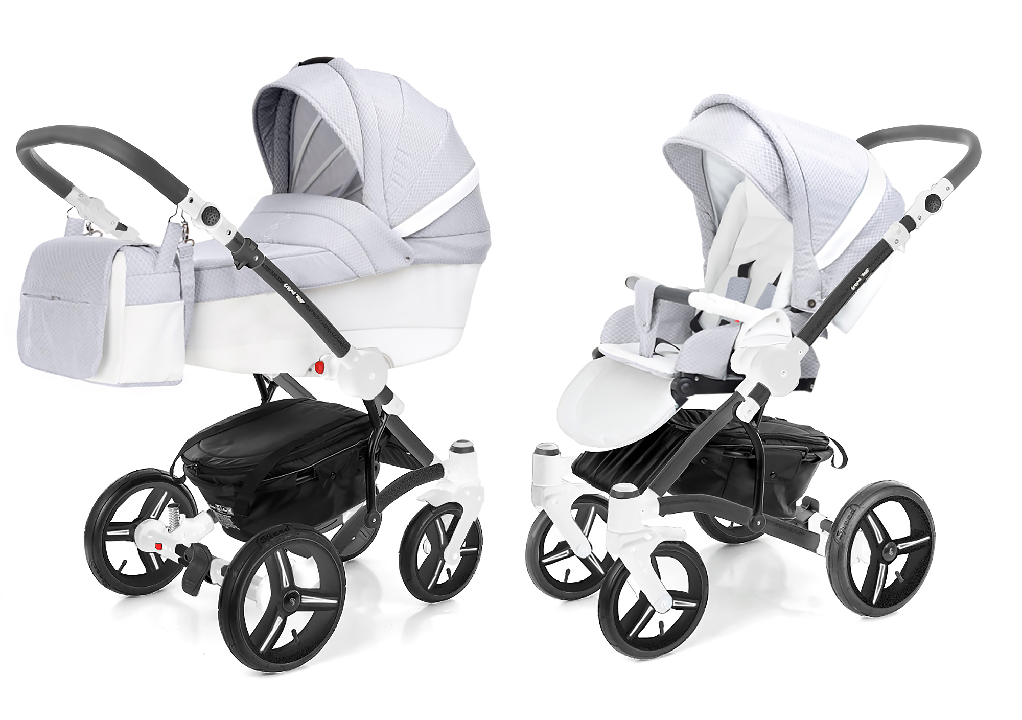 Коляска 2 в 1 Esspero Grand Tour (шасси White) Grey Diamond
