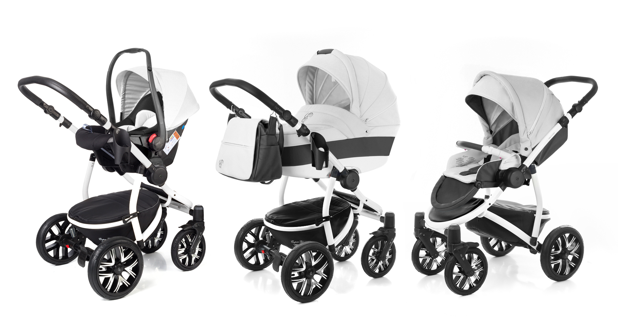 Коляска 3 в 1 Esspero Grand Discovery (шасси White) White leatherette