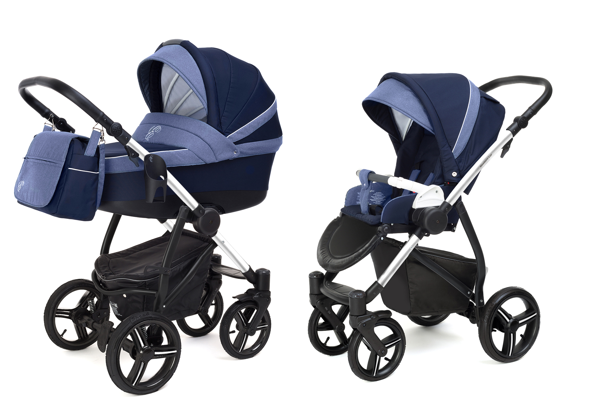 Коляска 2 в 1 Esspero Grand Newborn Lux (шасси Chrome) Deep Night