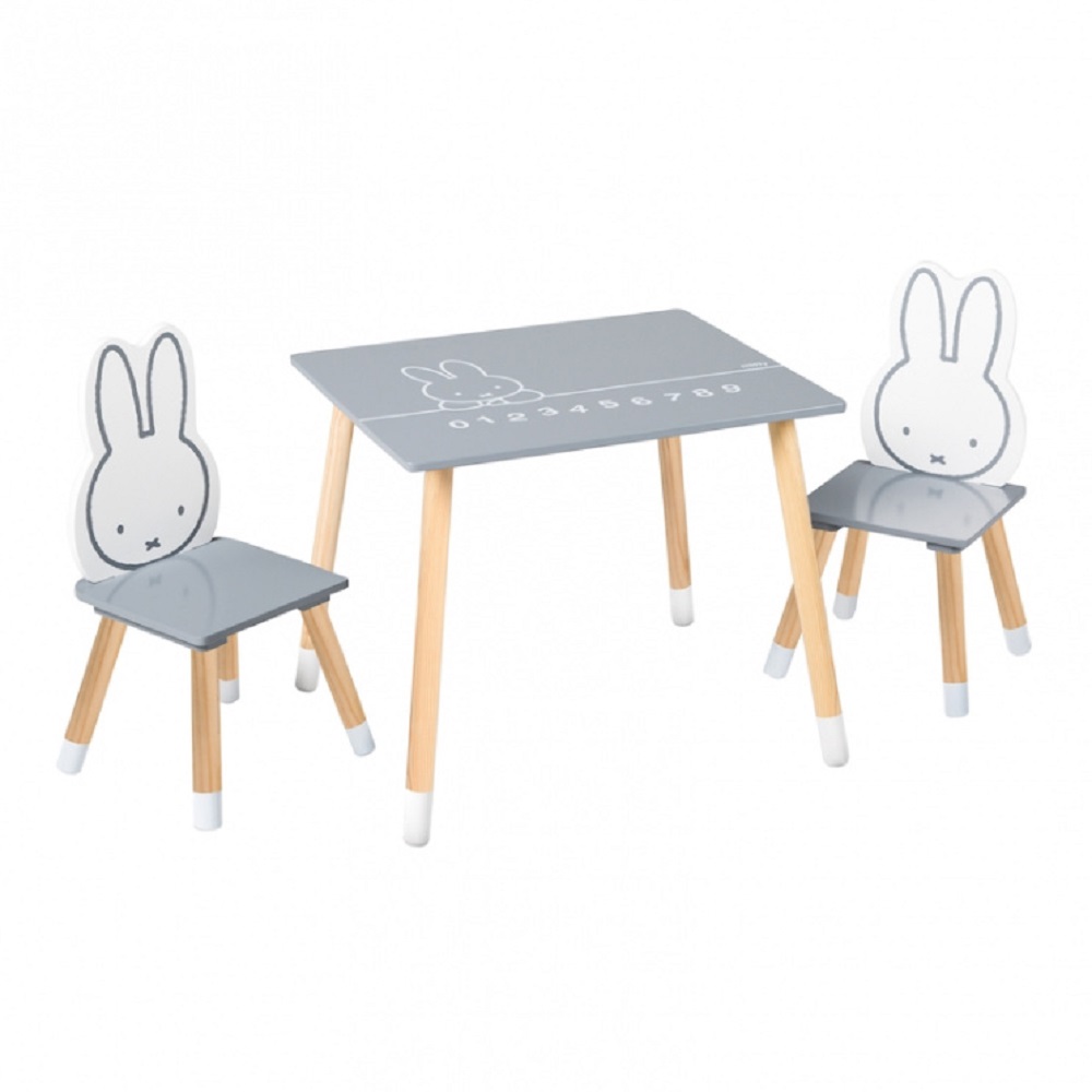 Комплект детской мебели ROBA Miffy: стол + 2 стульчика Серый/Белый/Натуральный