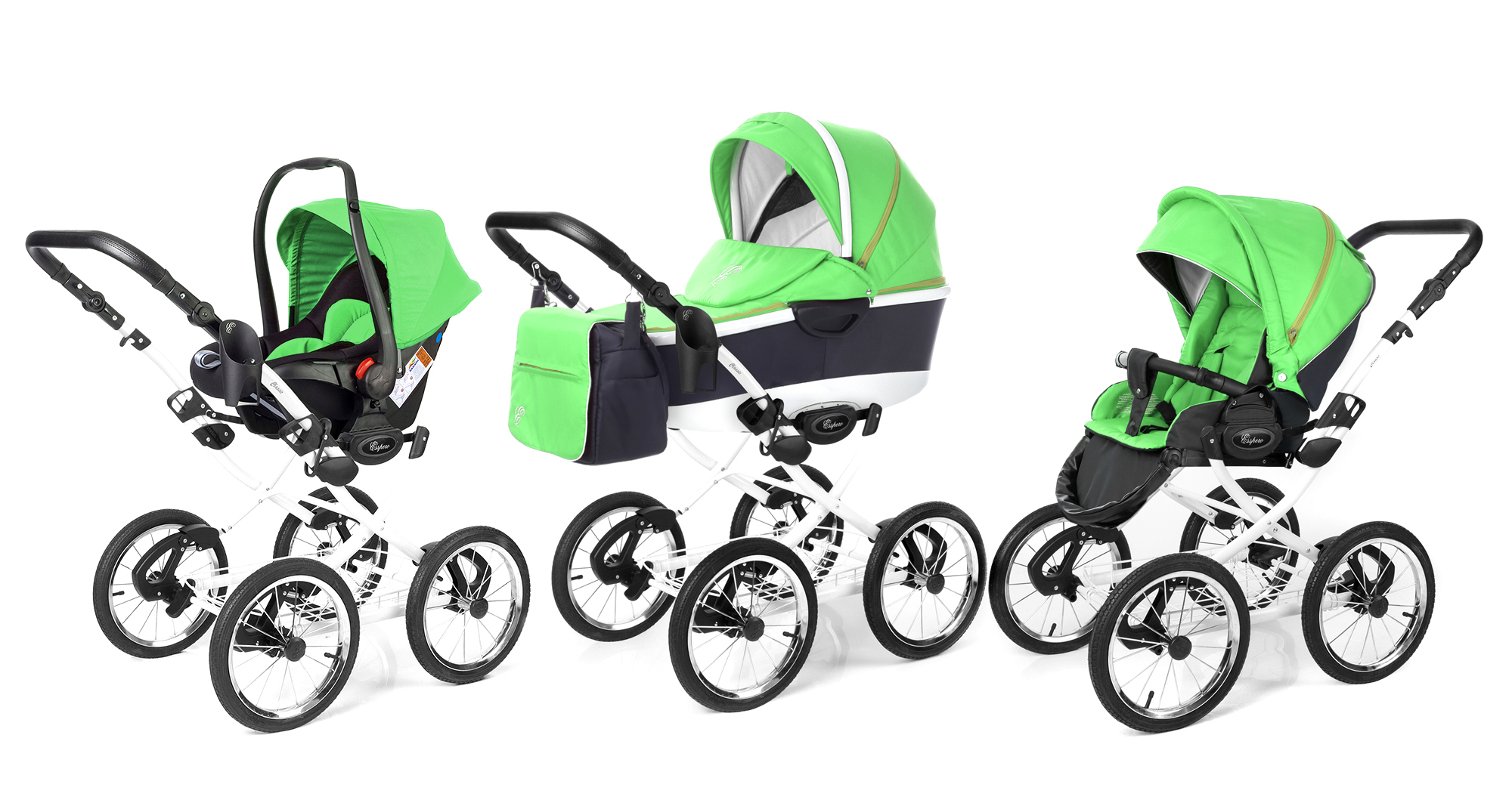 Коляска 3 в 1 Esspero Classic Alu (шасси White) Green