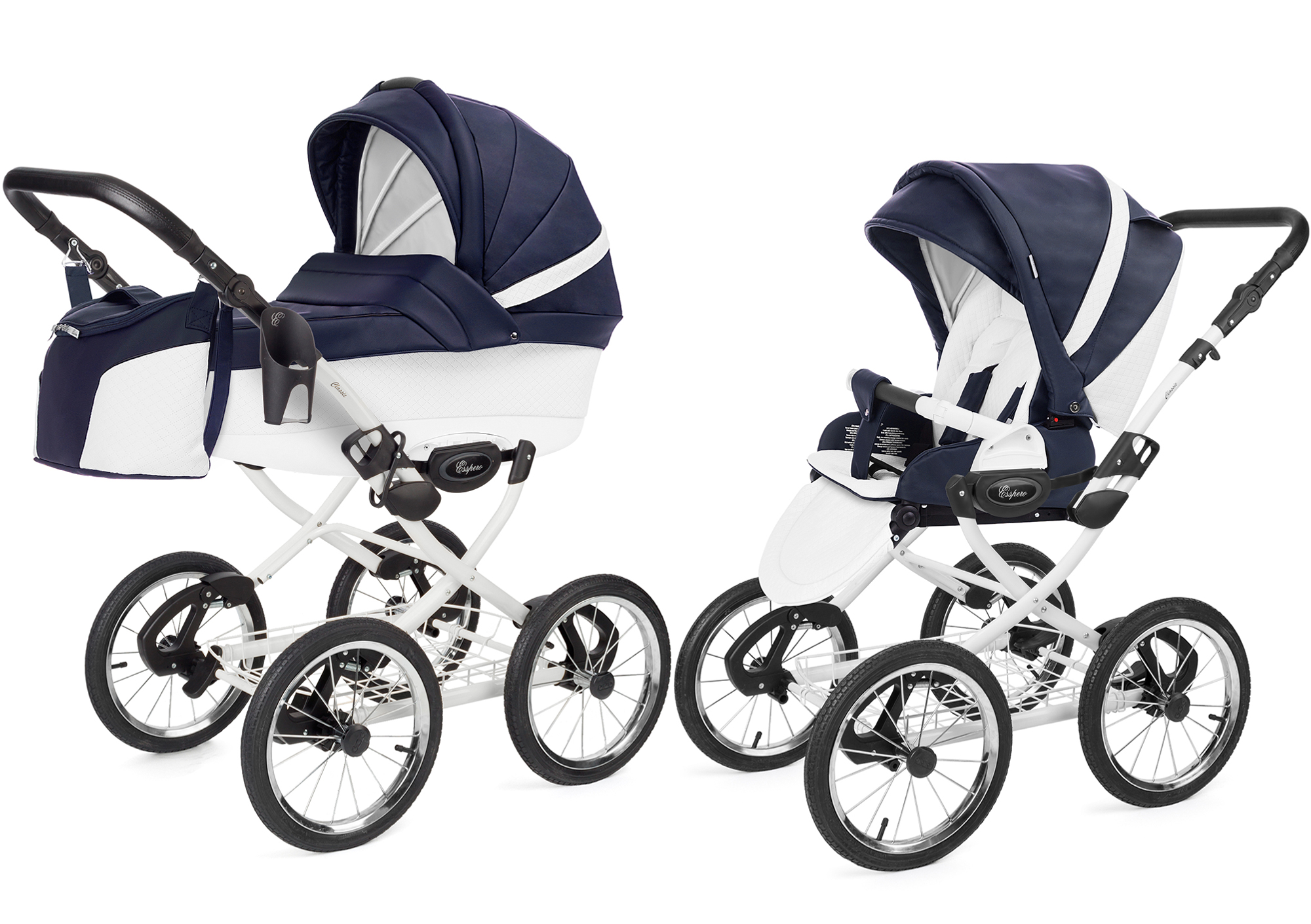Коляска 2 в 1 Esspero Grand Classic (шасси White) Nappa Navy