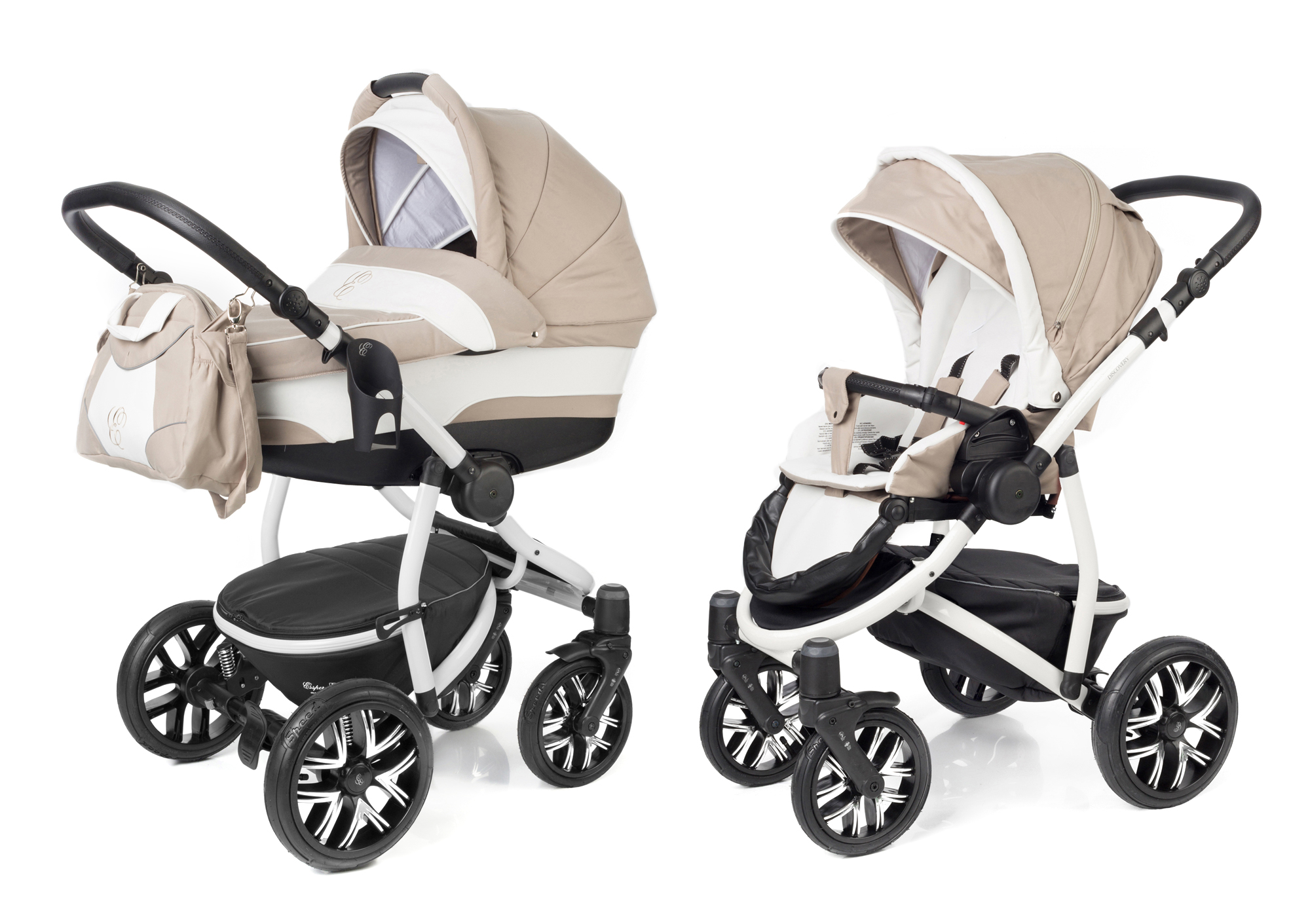 Коляска 2 в 1 Esspero Discovery (шасси White) Khakki Lux