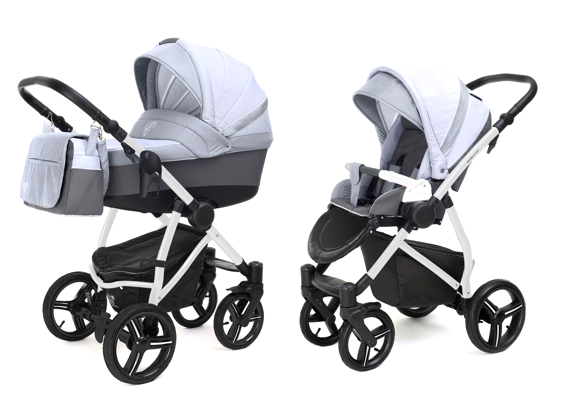 Коляска 2 в 1 Esspero Grand Newborn Lux (шасси White) Grey Stone