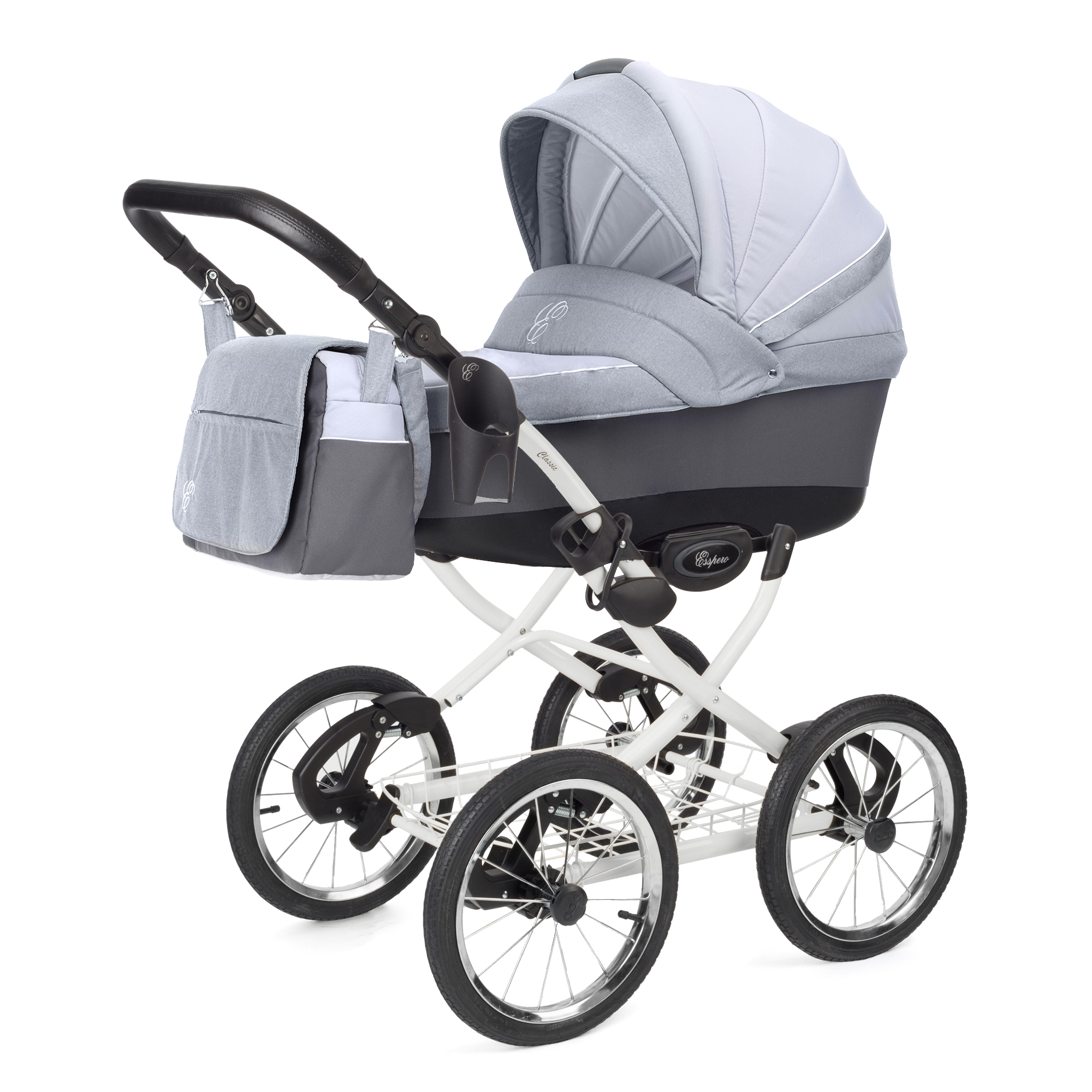 Коляска для новорожденных Esspero Grand Classic (шасси White) Grey Stone