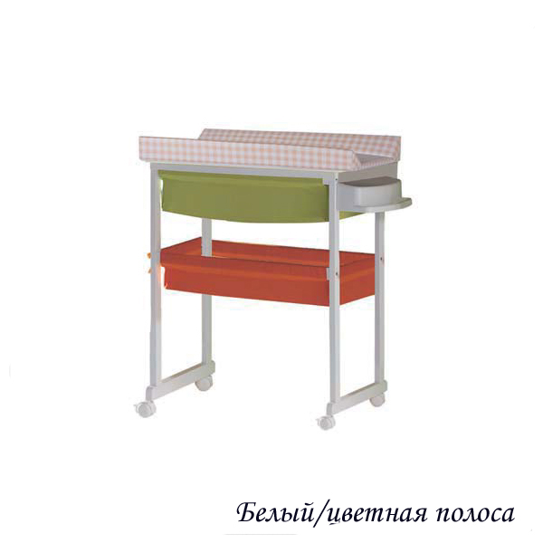 Пеленальный комод с ванночкой Micuna B-1158 plus белый/цветная полоска