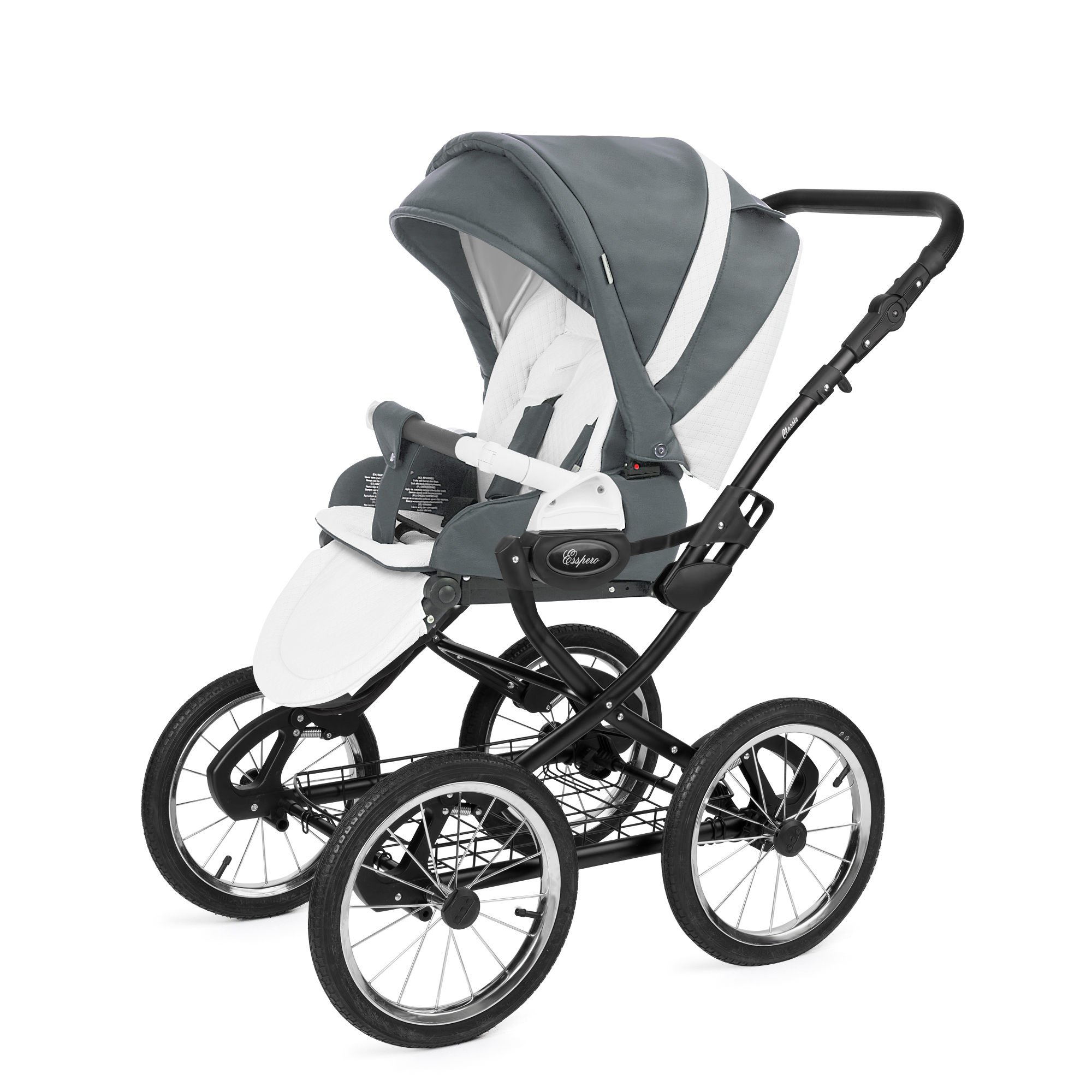 Прогулочная коляска Esspero Grand Classic (шасси Black) Nappa Blue Grey