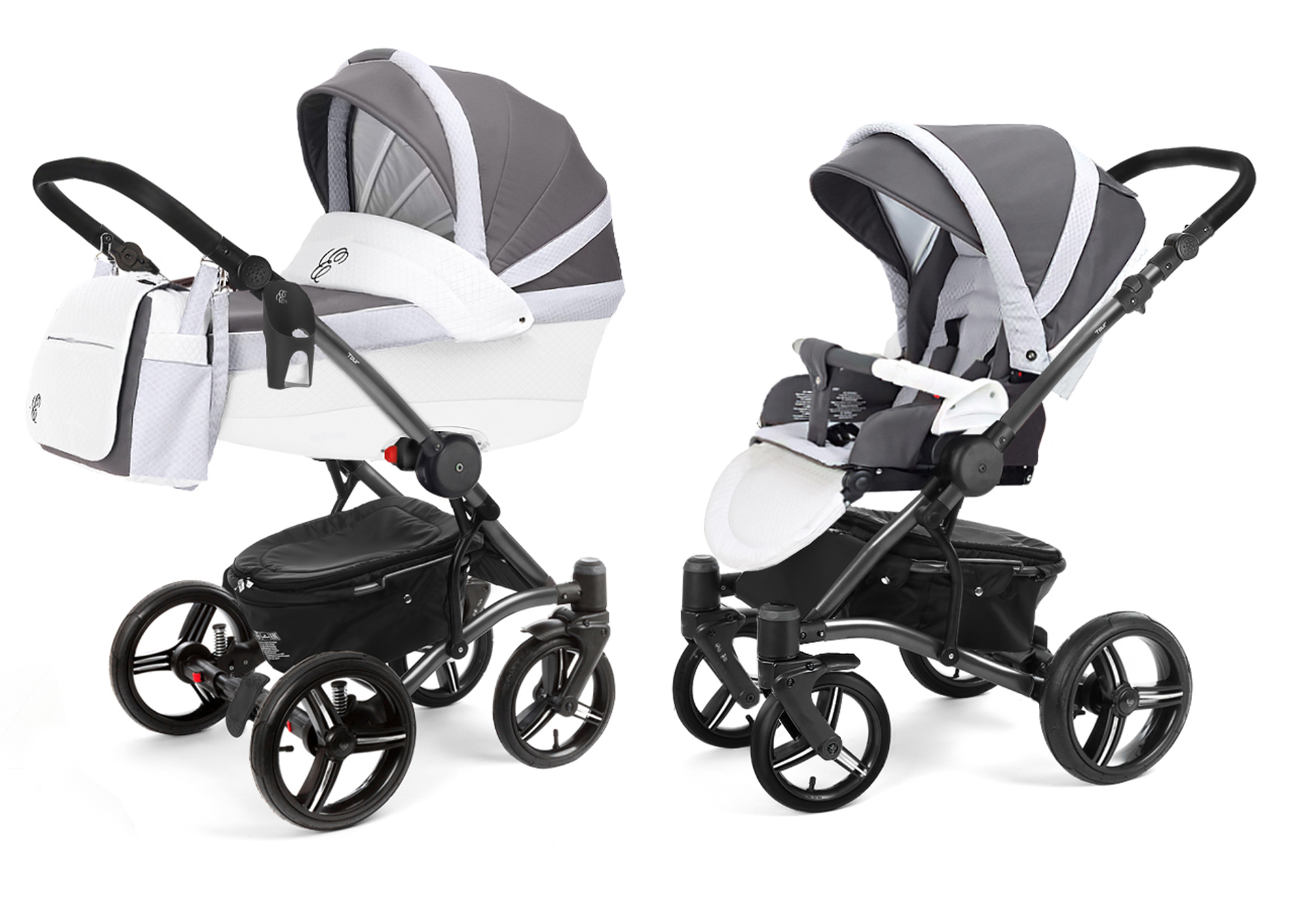 Коляска 2 в 1 Esspero Tour Leatherette (шасси Graphite) Royal Light Grey