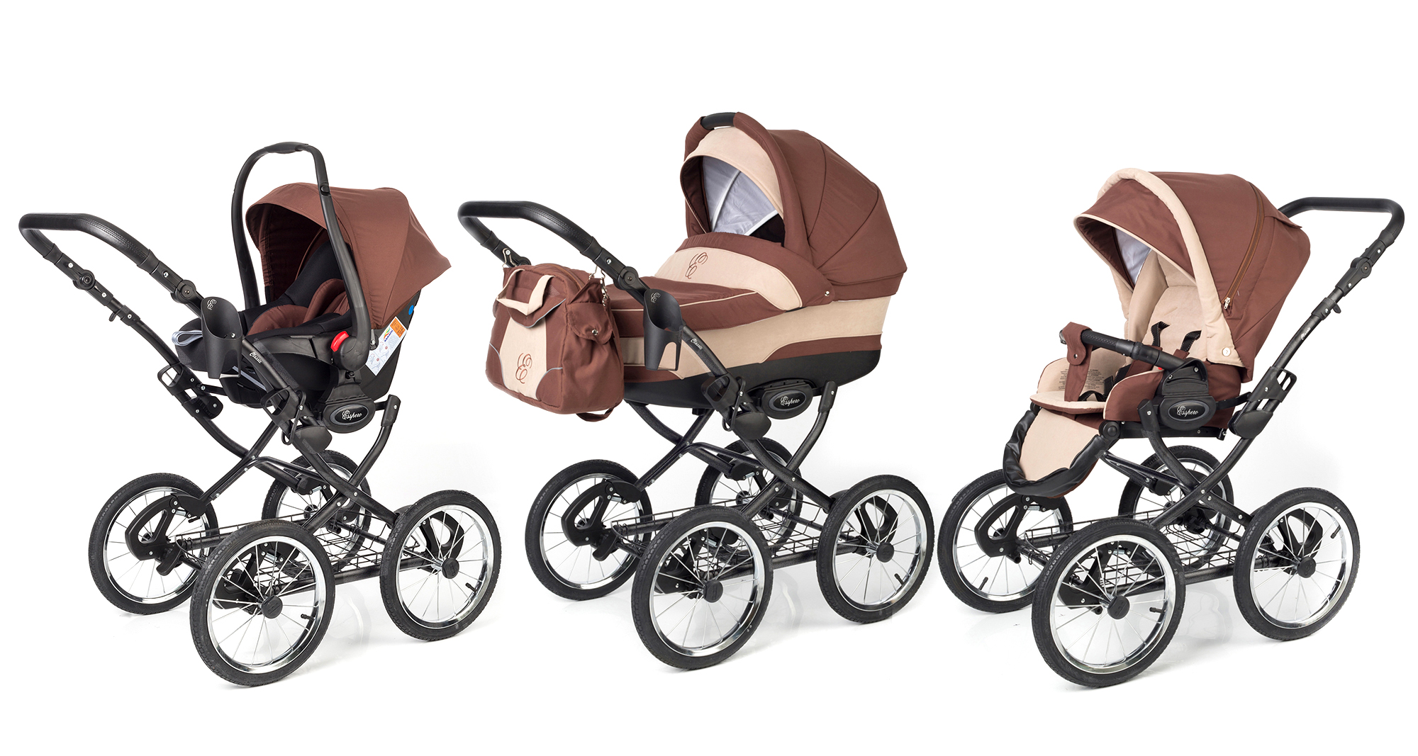 Коляска 3 в 1 Esspero Classic (шасси Graphite) Brown Beige