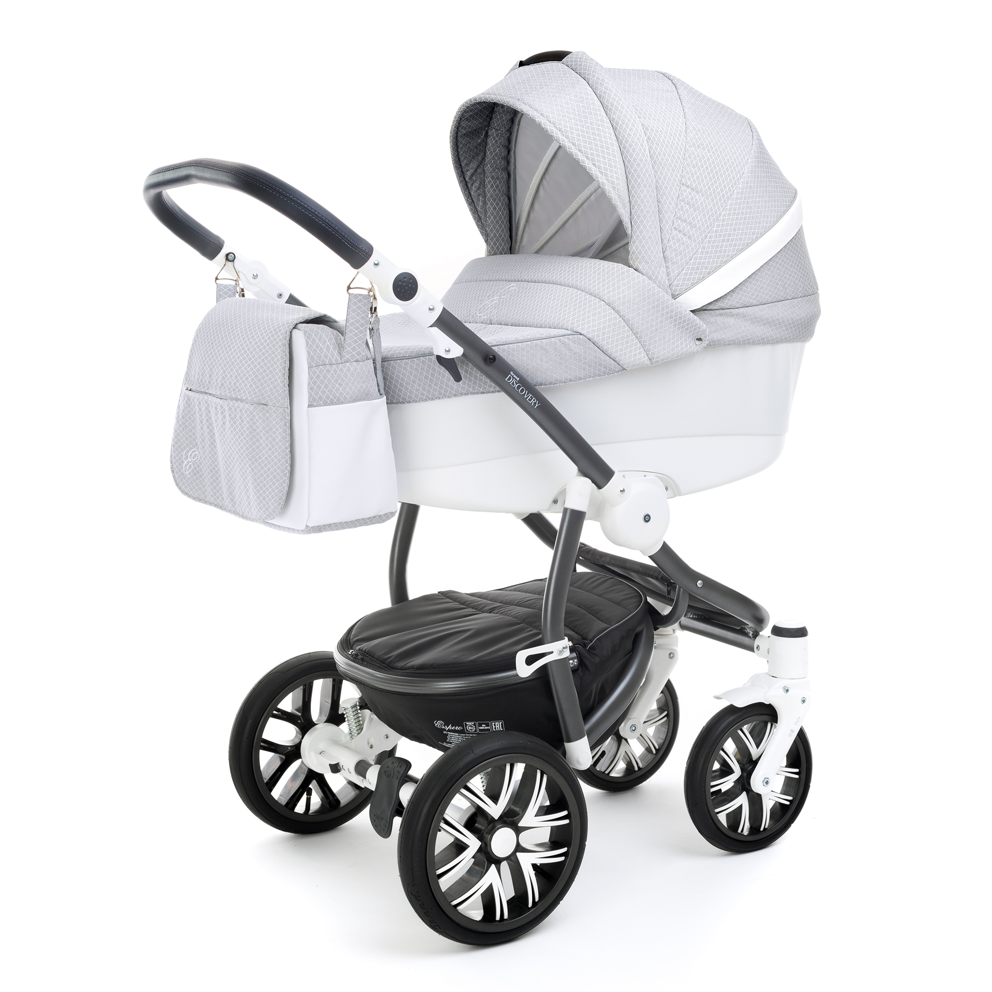 Коляска для новорожденных Esspero Grand Discovery (шасси Graphite White) Grey Diamond