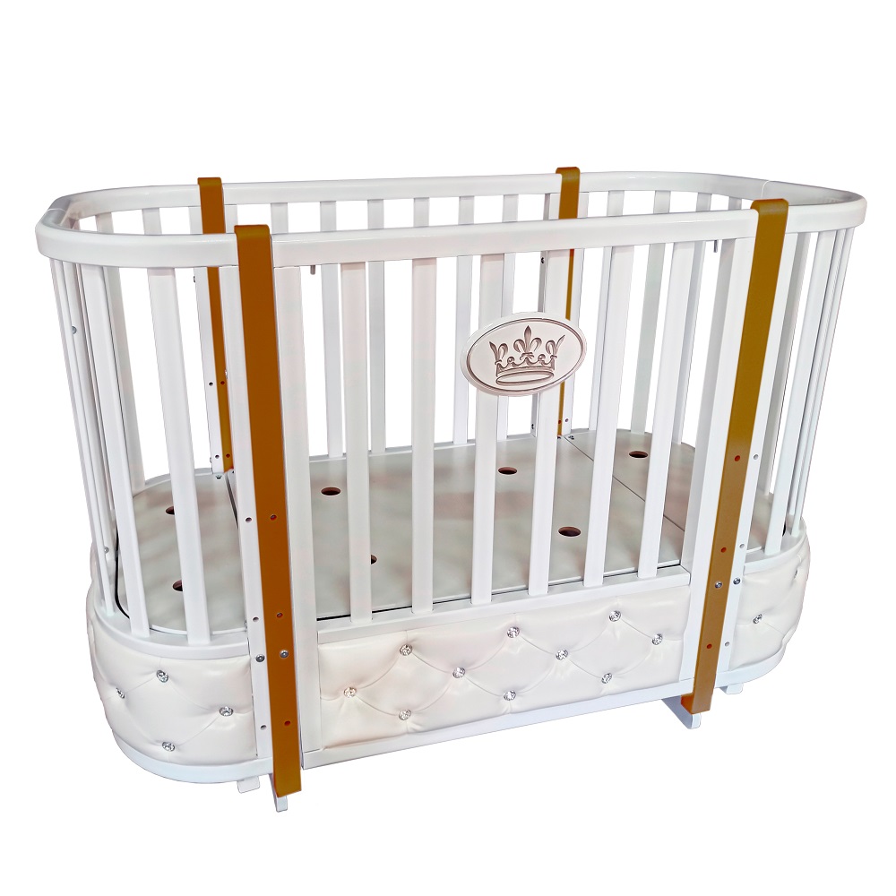 Детская кроватка КЕДР Estelle Elegance 4 (маятник) Белый/Бук