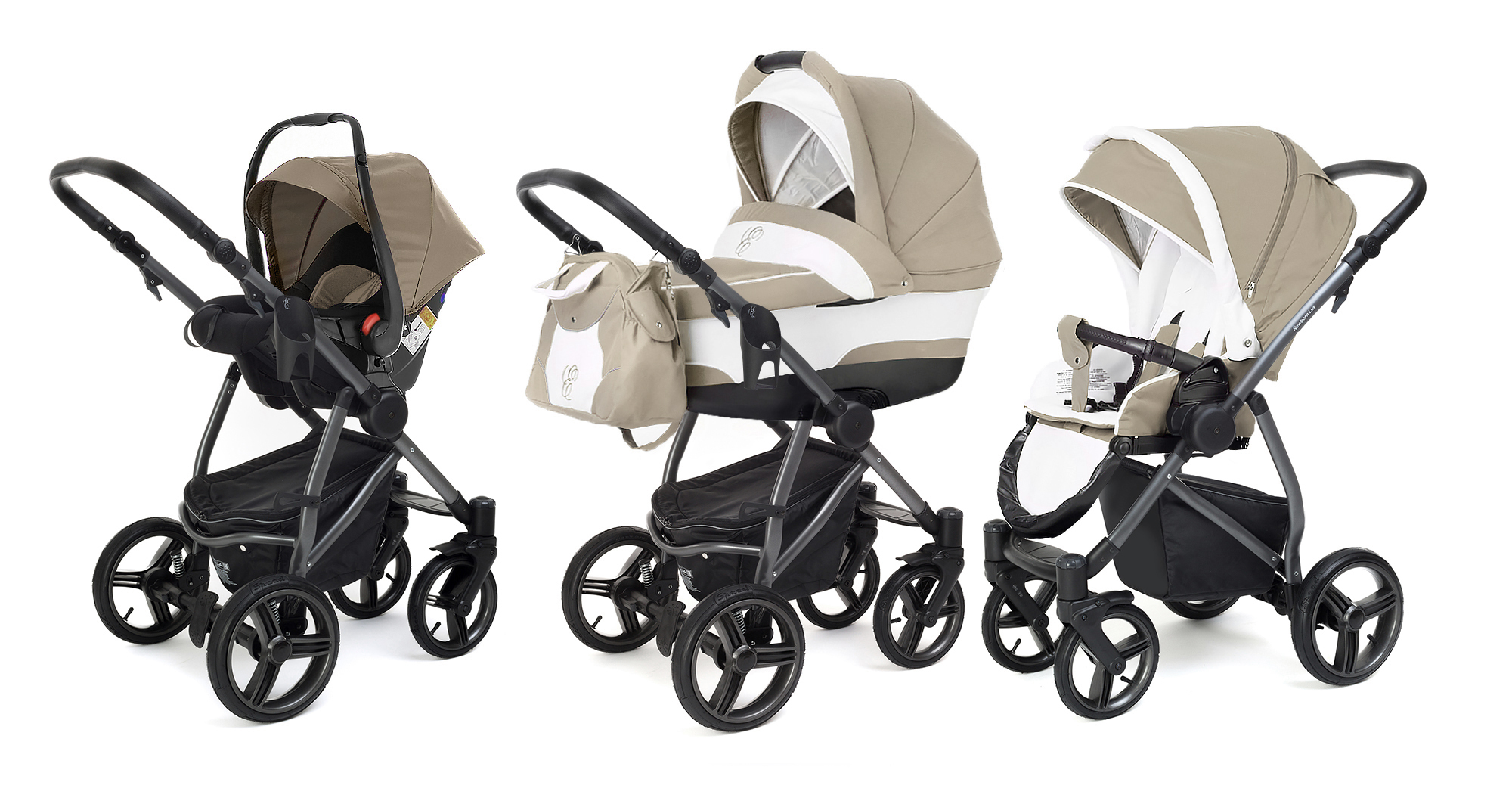 Коляска 3 в 1 Esspero Newborn Lux (шасси Graphite) Khakki Lux