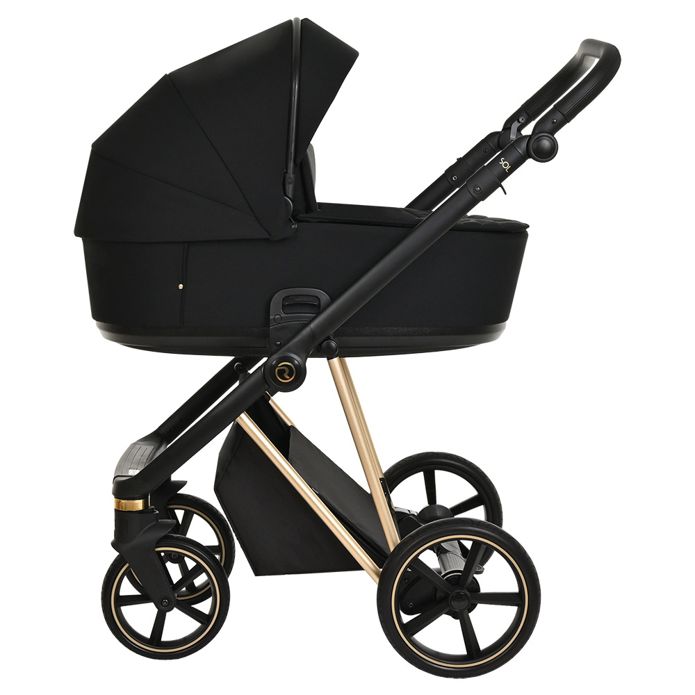 Коляска 2 в 1 Roan Sol Luxury True Black/Gold/руч.Черный