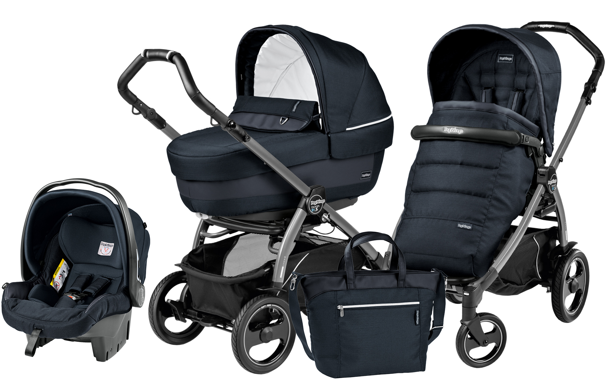Коляска 3 в 1 Peg Perego Book 51 S Elite Set Modular (шасси Jet) Luxe Bluenight