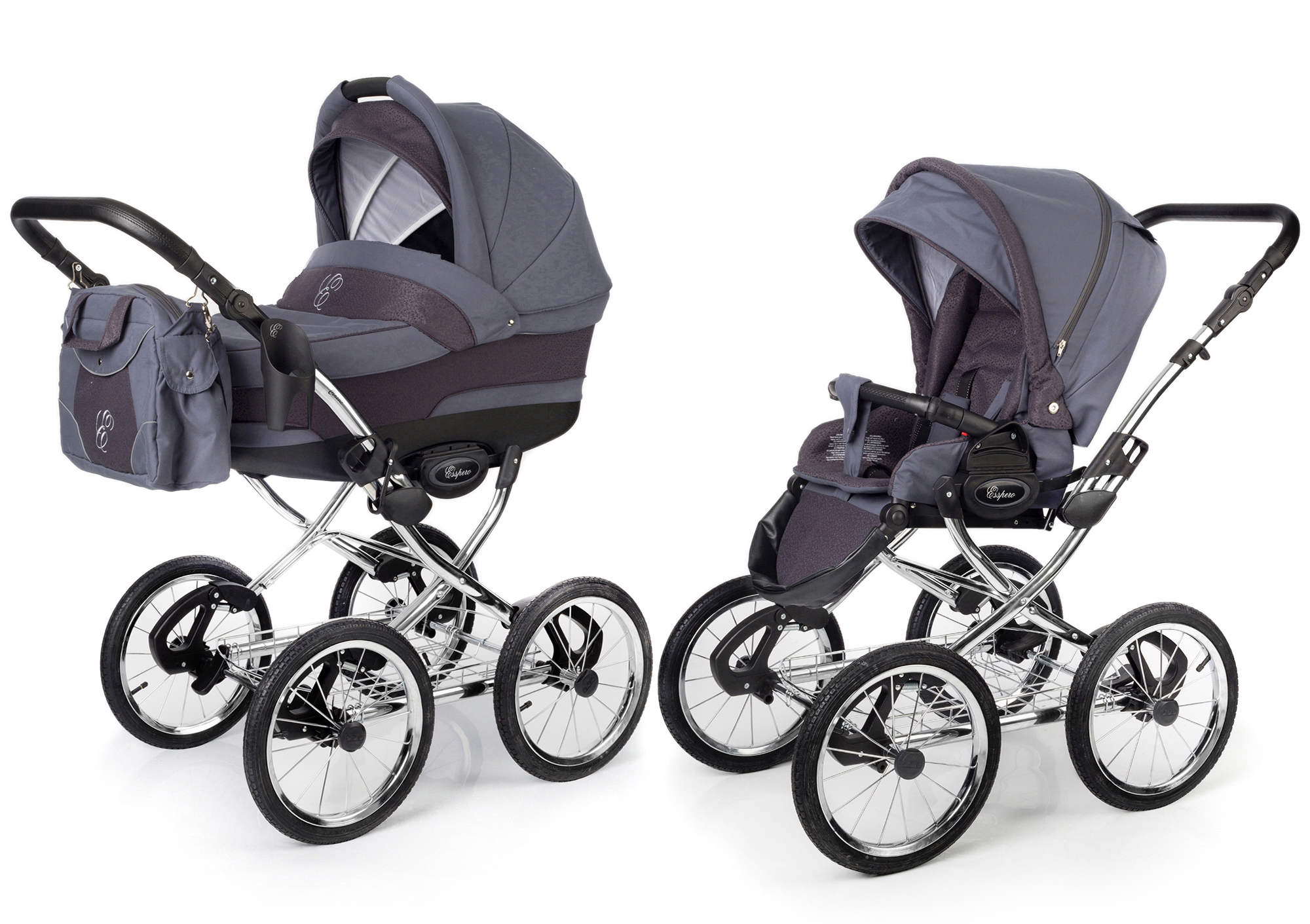 Коляска 2 в 1 Esspero Classic (шасси Chrome) Dark Grey