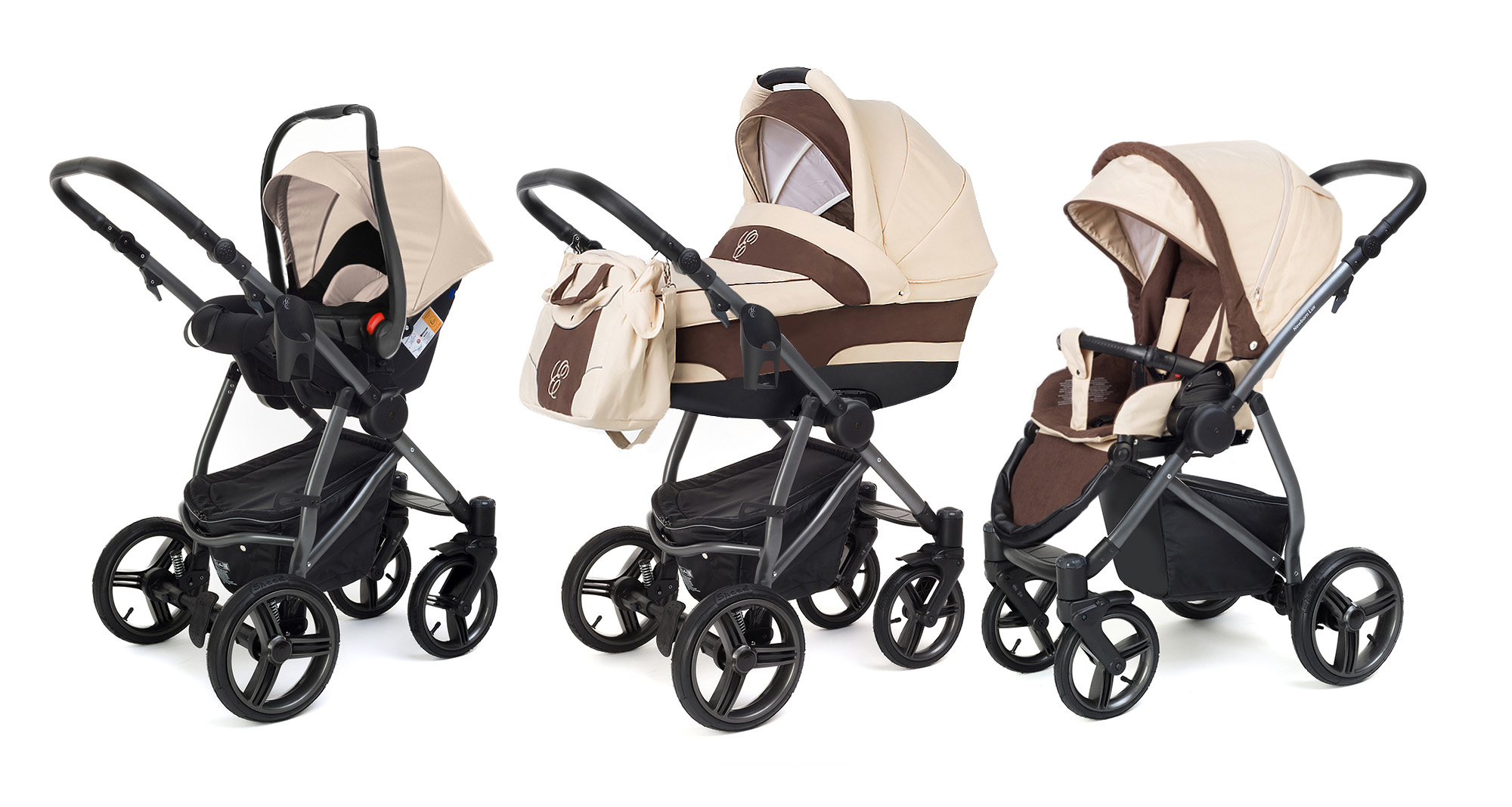 Коляска 3 в 1 Esspero Newborn Lux (шасси Graphite) Beige Brown
