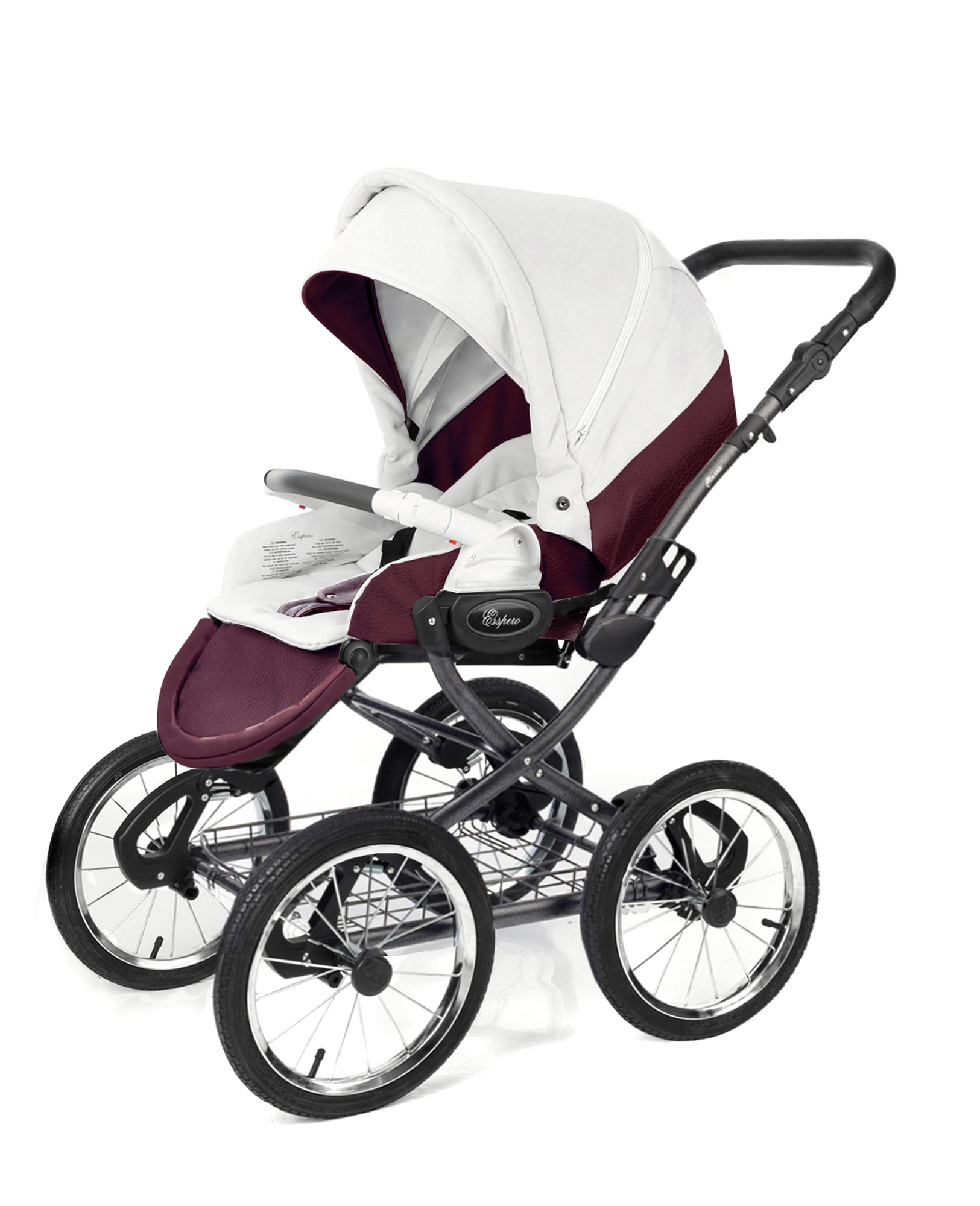 Прогулочная коляска Esspero Grand Classic (шасси Graphite) Maroon leatherette