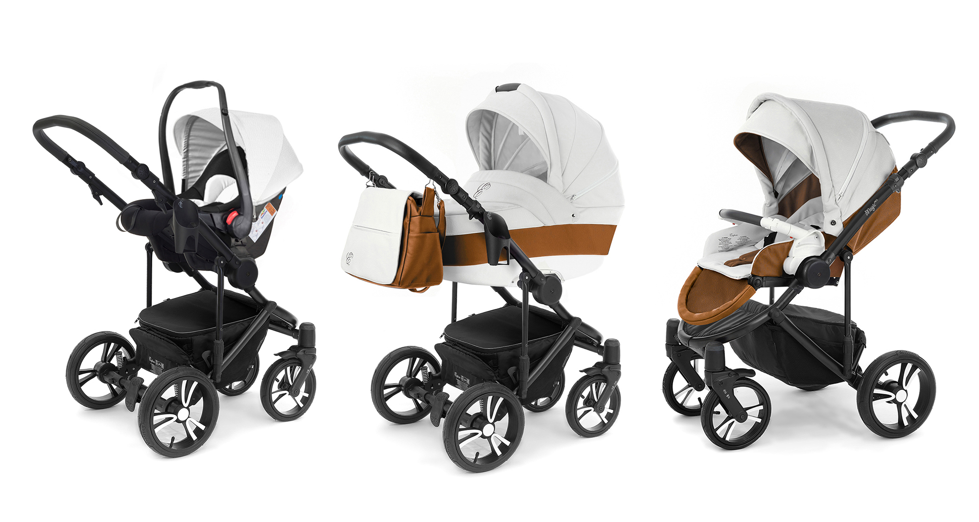 Коляска 3 в 1 Esspero Grand Magic Pro (шасси Black) Orange leatherette