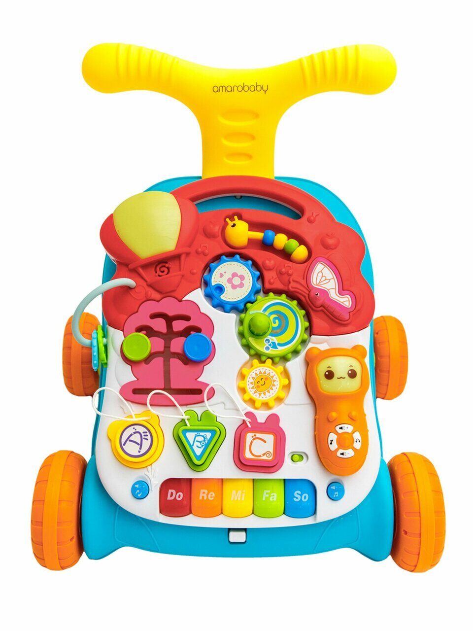 Каталка-ходунки Amarobaby Study Walker со съемной игровой панелью и столиком зелёный