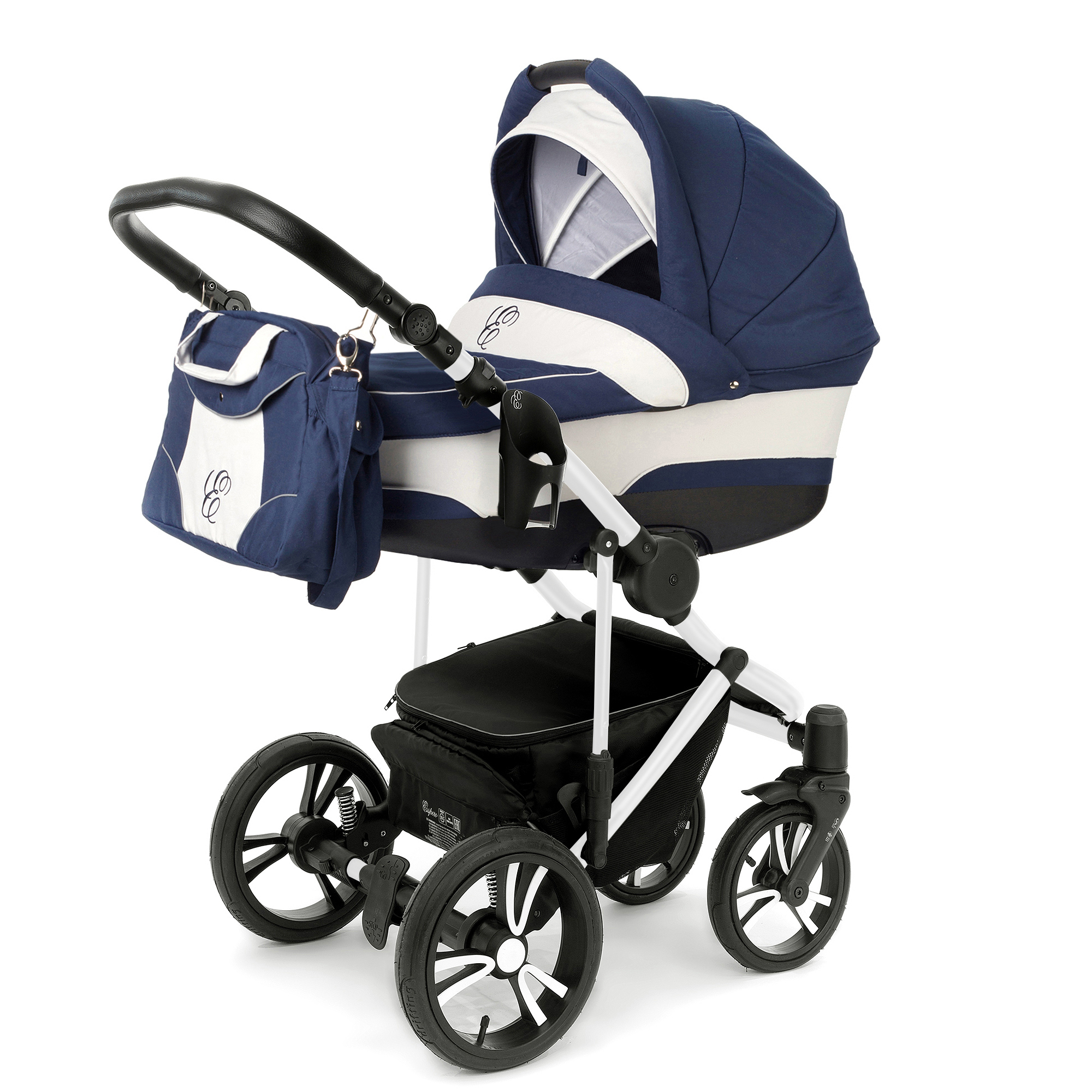 Коляска для новорожденных Esspero Magic Pro (шасси White) Navy Grey