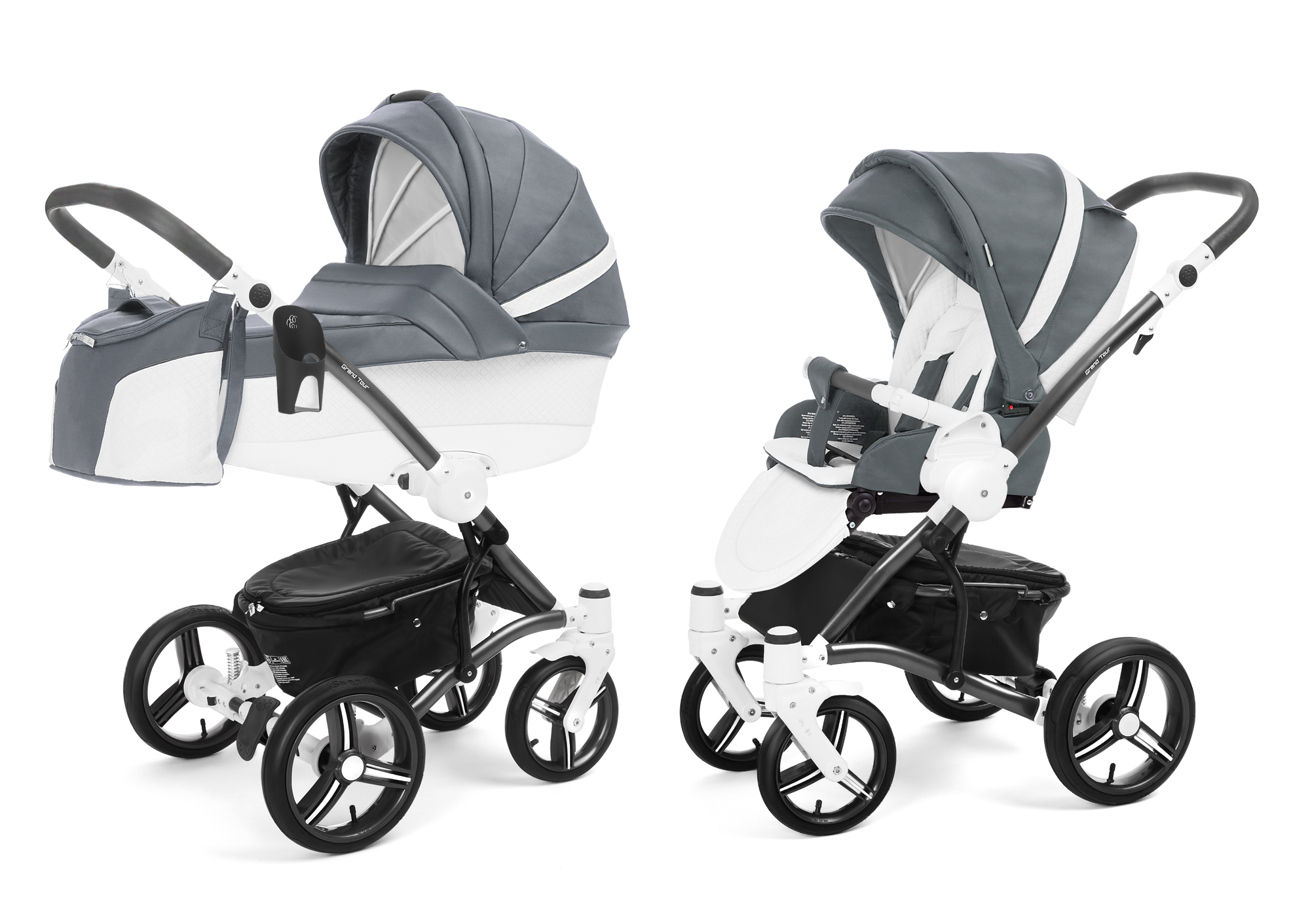 Коляска 2 в 1 Esspero Grand Tour (шасси White) Nappa Blue Grey