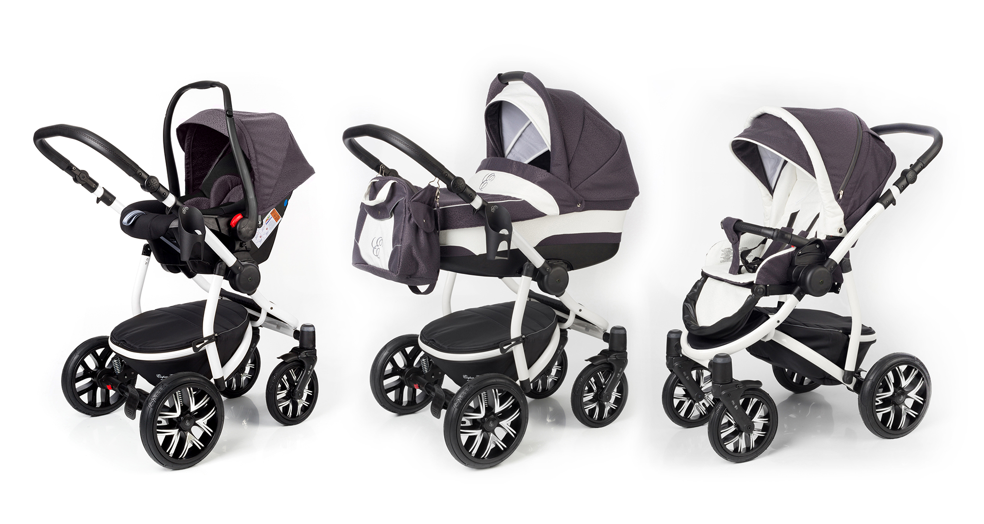Коляска 3 в 1 Esspero Discovery (шасси White) Grey Leves