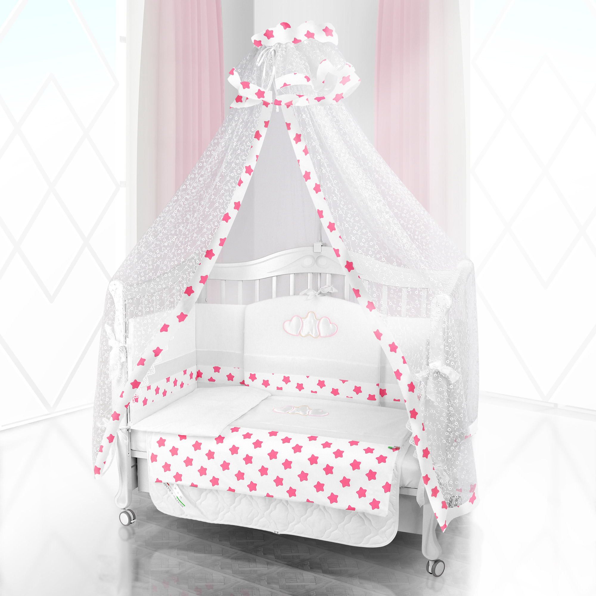Комплект постельного белья Beatrice Bambini Unico Grande Stella (125х65) bianco rosa