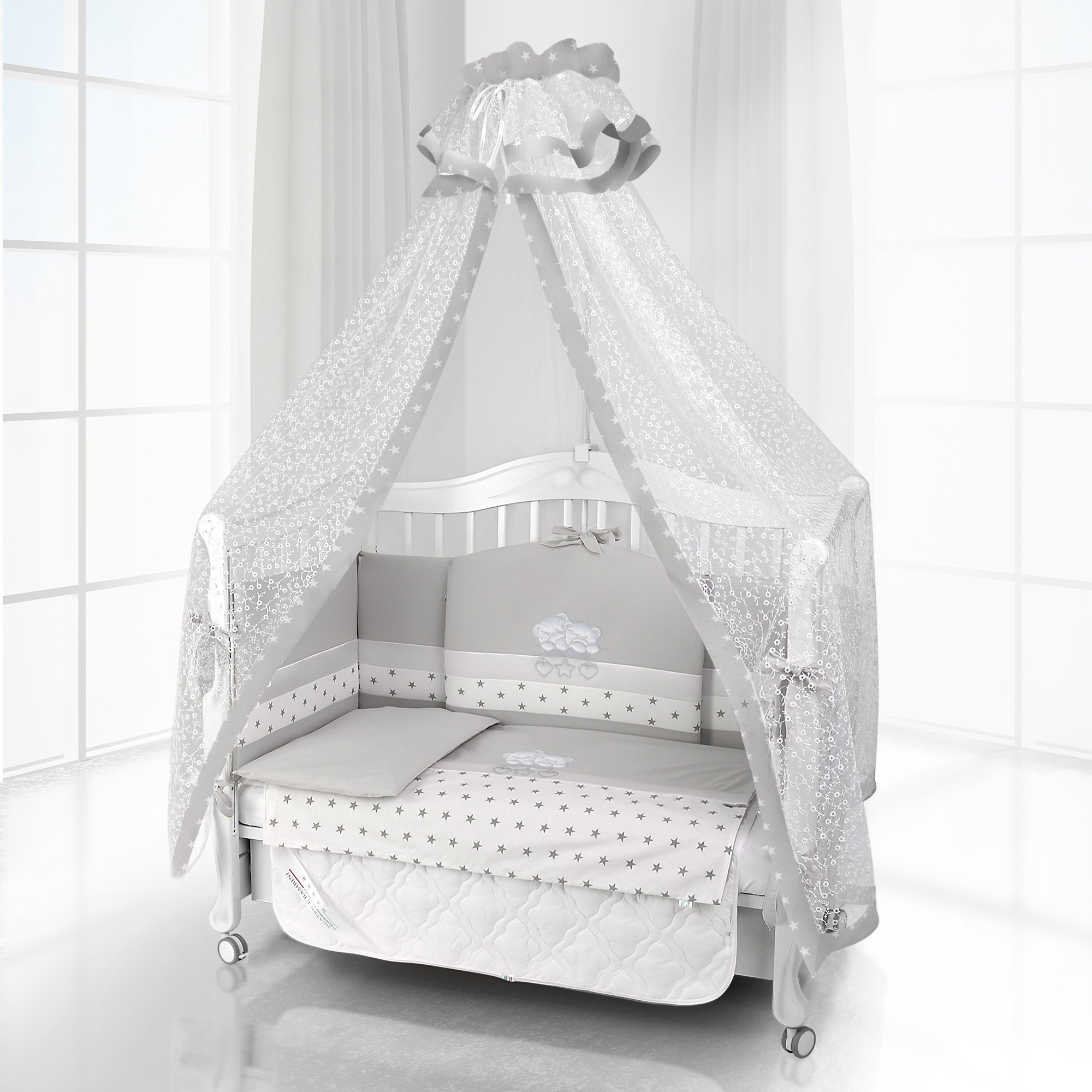 Комплект постельного белья Beatrice Bambini Unico Abbiamo (120х60) grigio/bianco